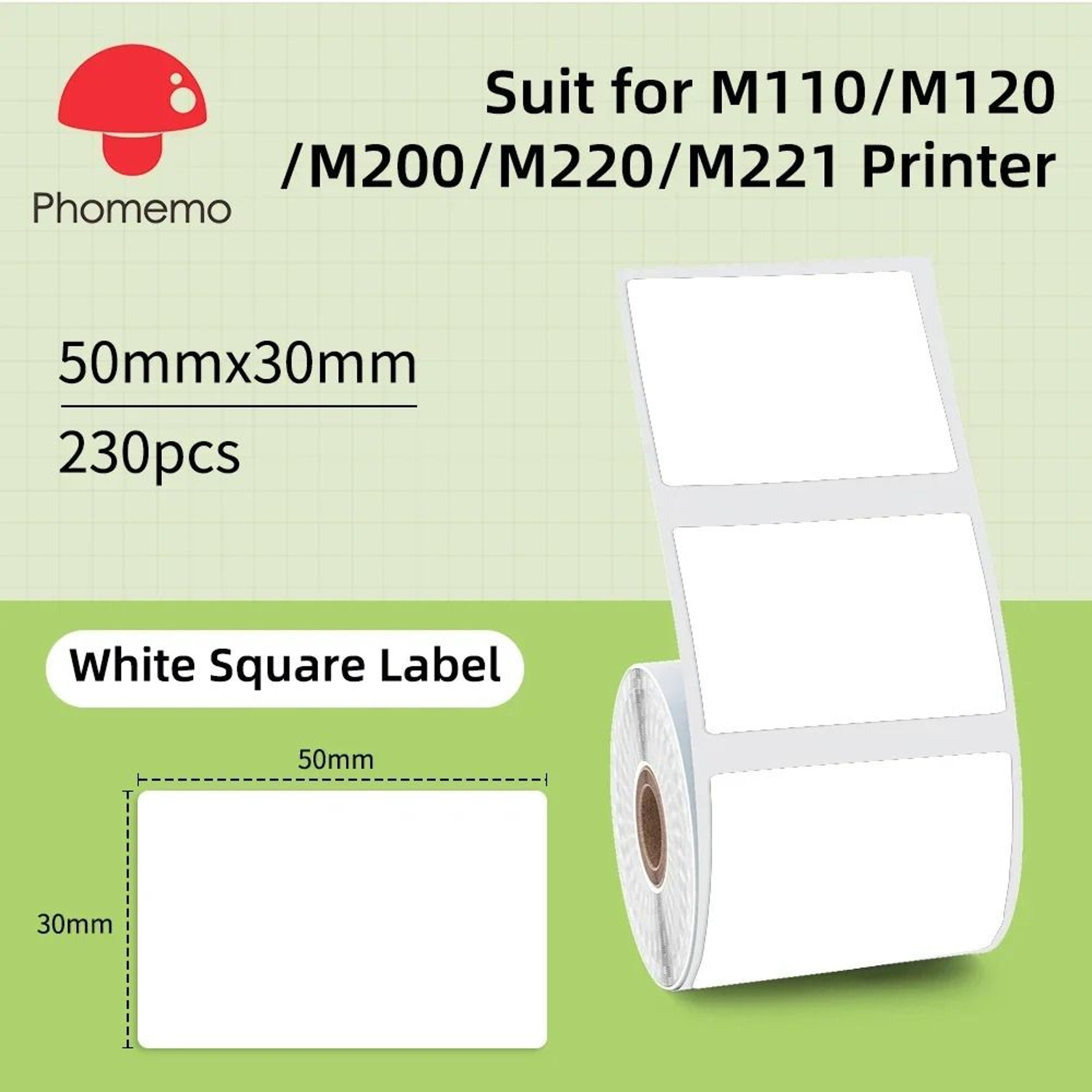 Direct Thermal Label Stickers For Phomemo M110 M220 M221  M120 Mini Portable Printers 2050mm 21