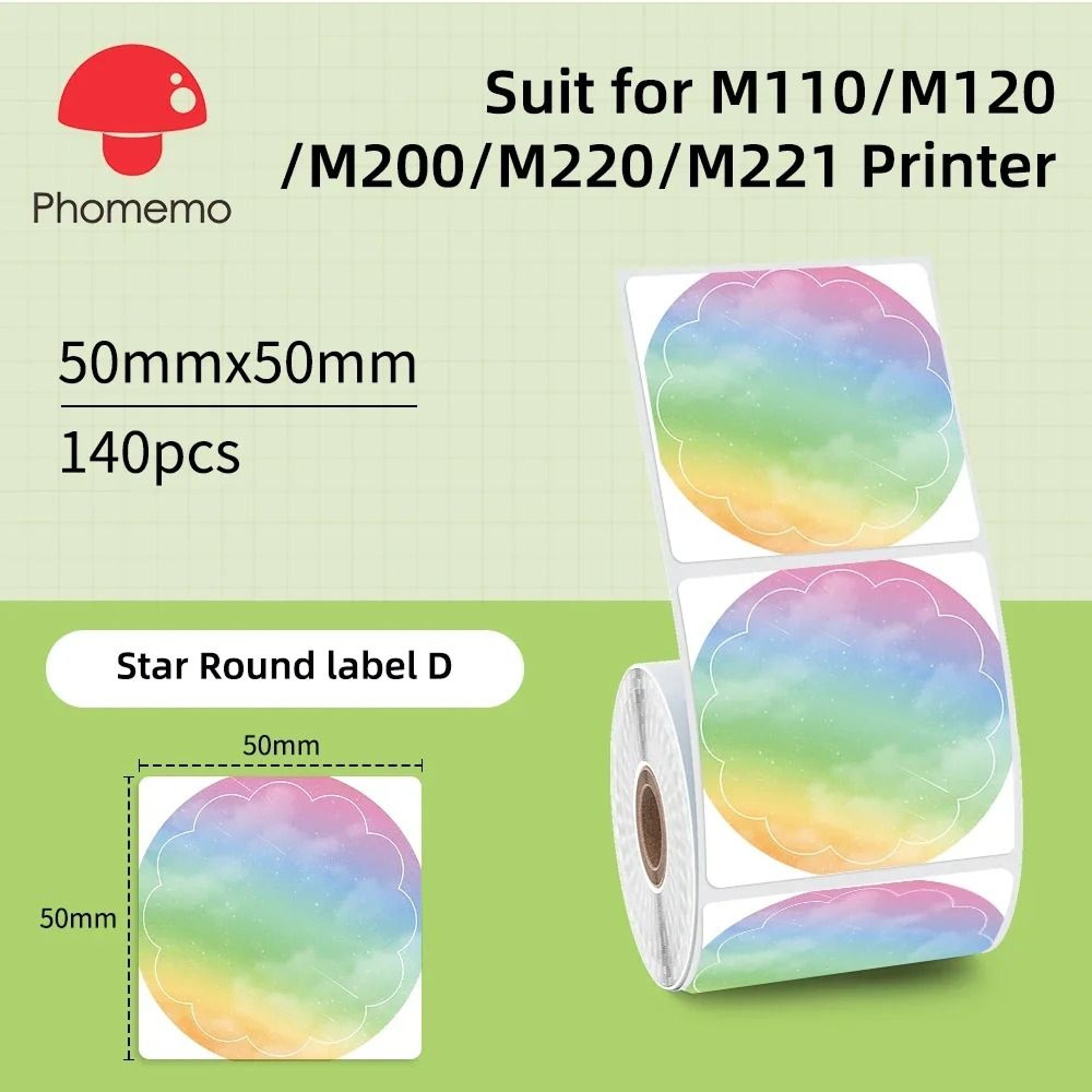 Direct Thermal Label Stickers For Phomemo M110 M220 M221  M120 Mini Portable Printers 2050mm 23