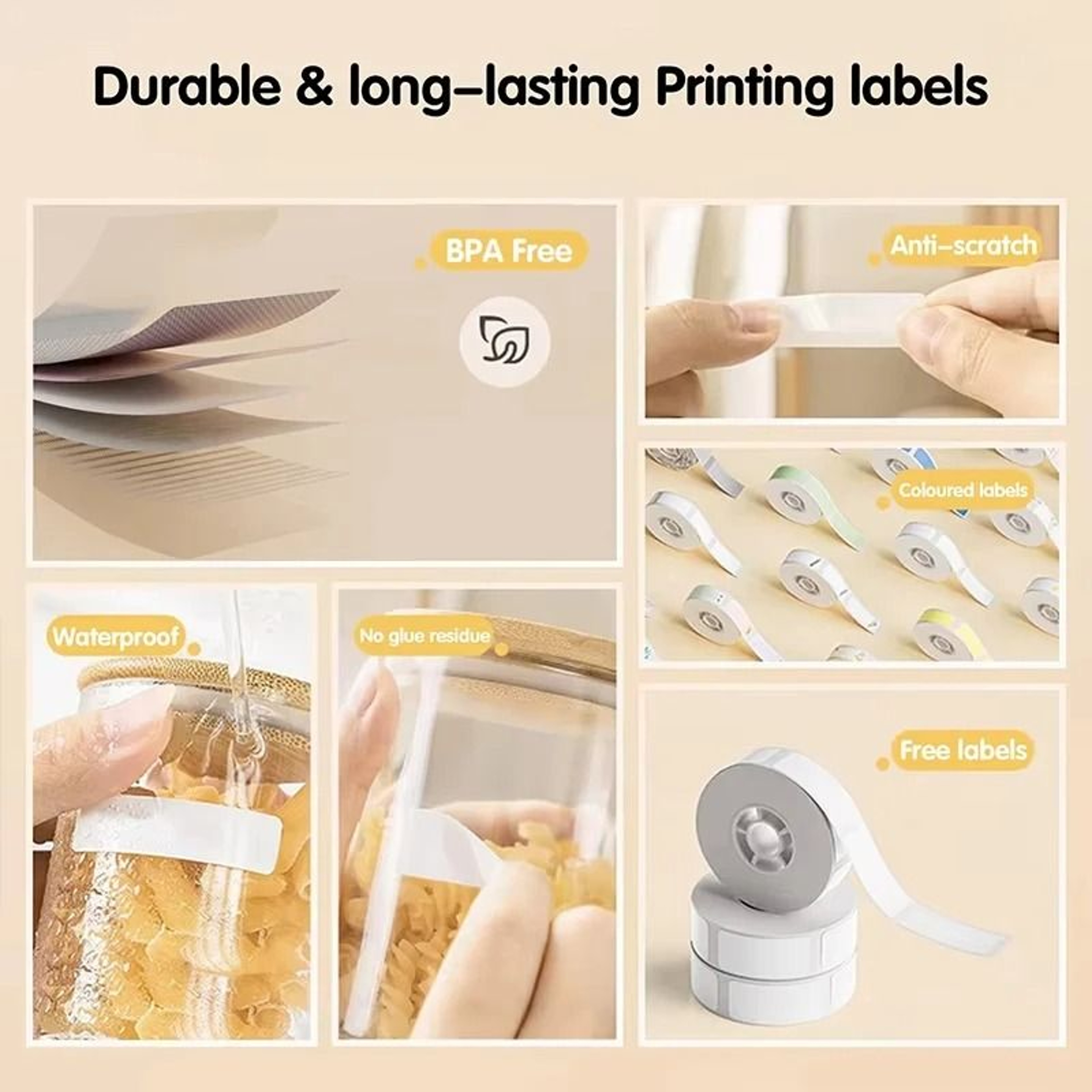 Official Niimbot D110  D11 Waterproof Thermal Label Rolls White Color Cable Sticker Tape 3