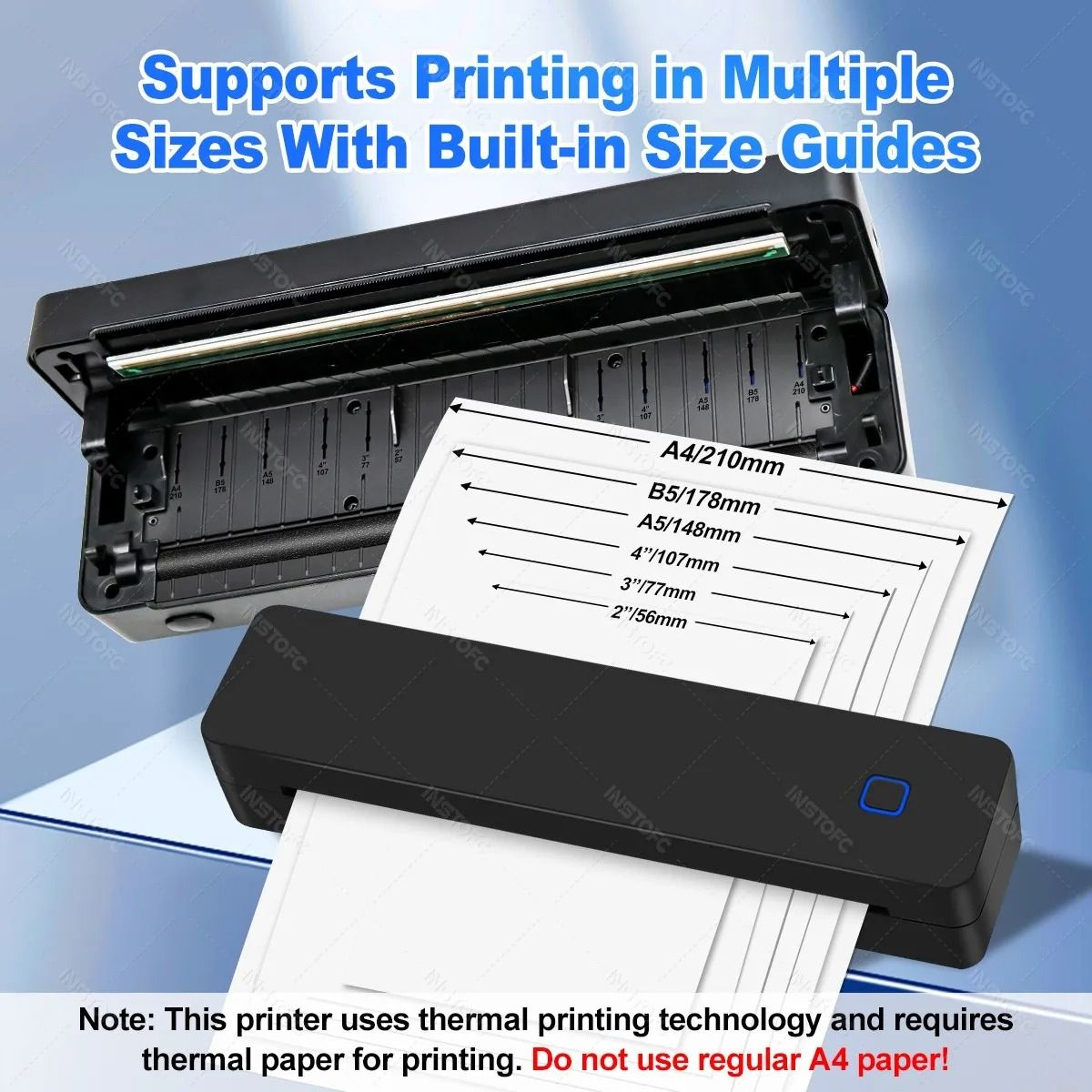 Portable A4 Mini Thermal Printer Wireless Bluetooth Inkless Maker For Home Office  School 4