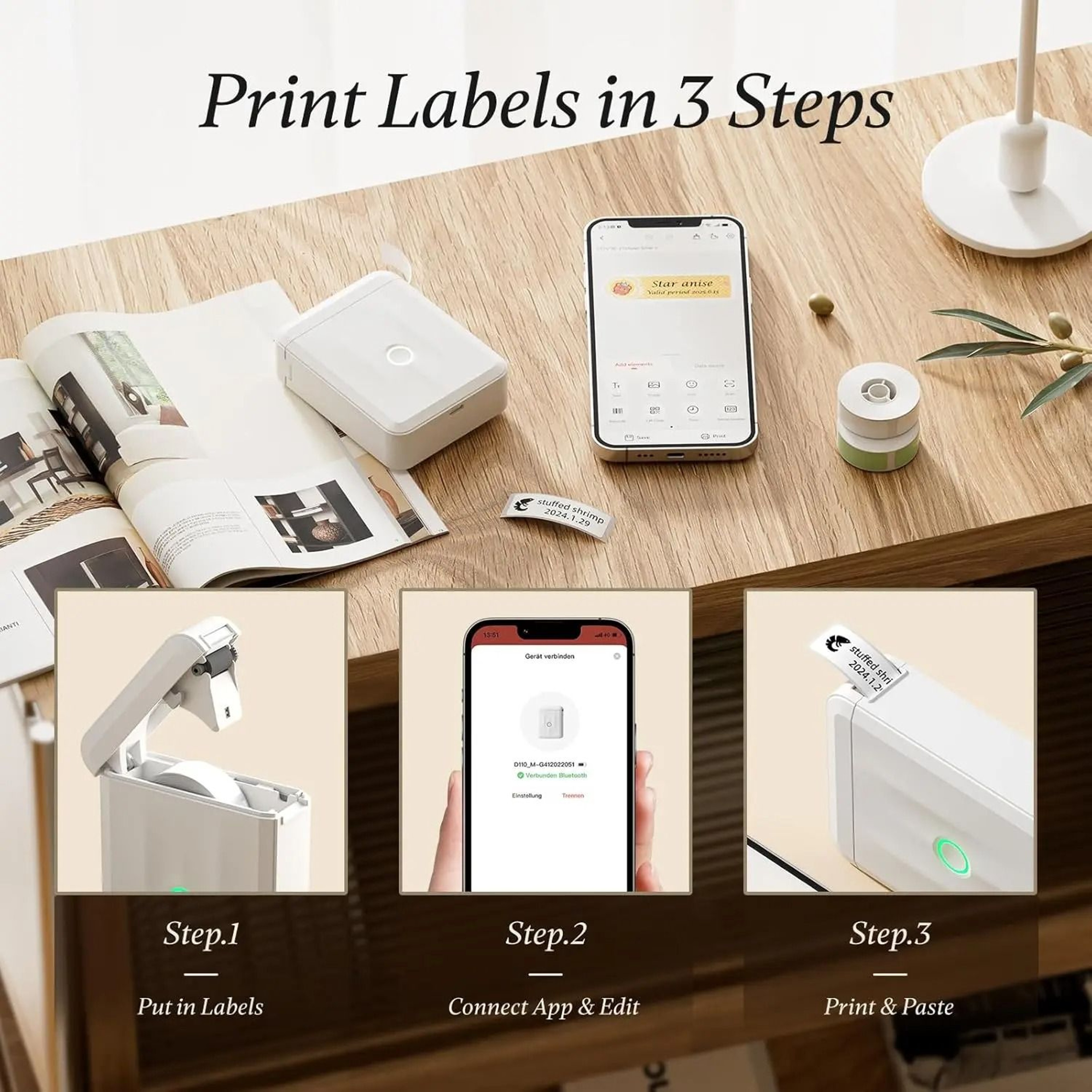 Niimbot D110 Smart Portable Label Printer Mini Pocket Bluetooth Thermal Sticker Maker 3