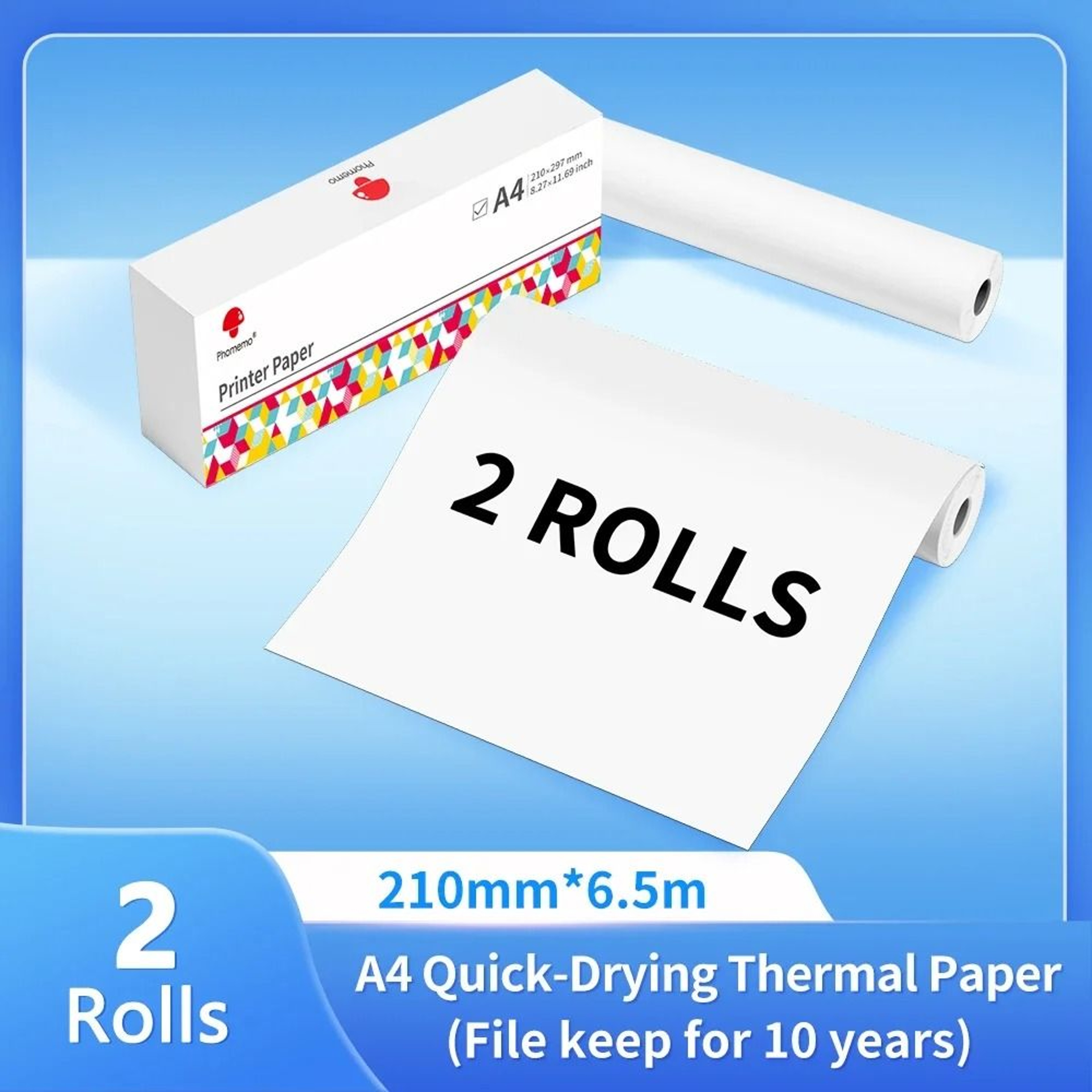 A4 Thermal Paper Rolls 210mm Continuous White Print Paper Compatible With M832 Portable Printer 7
