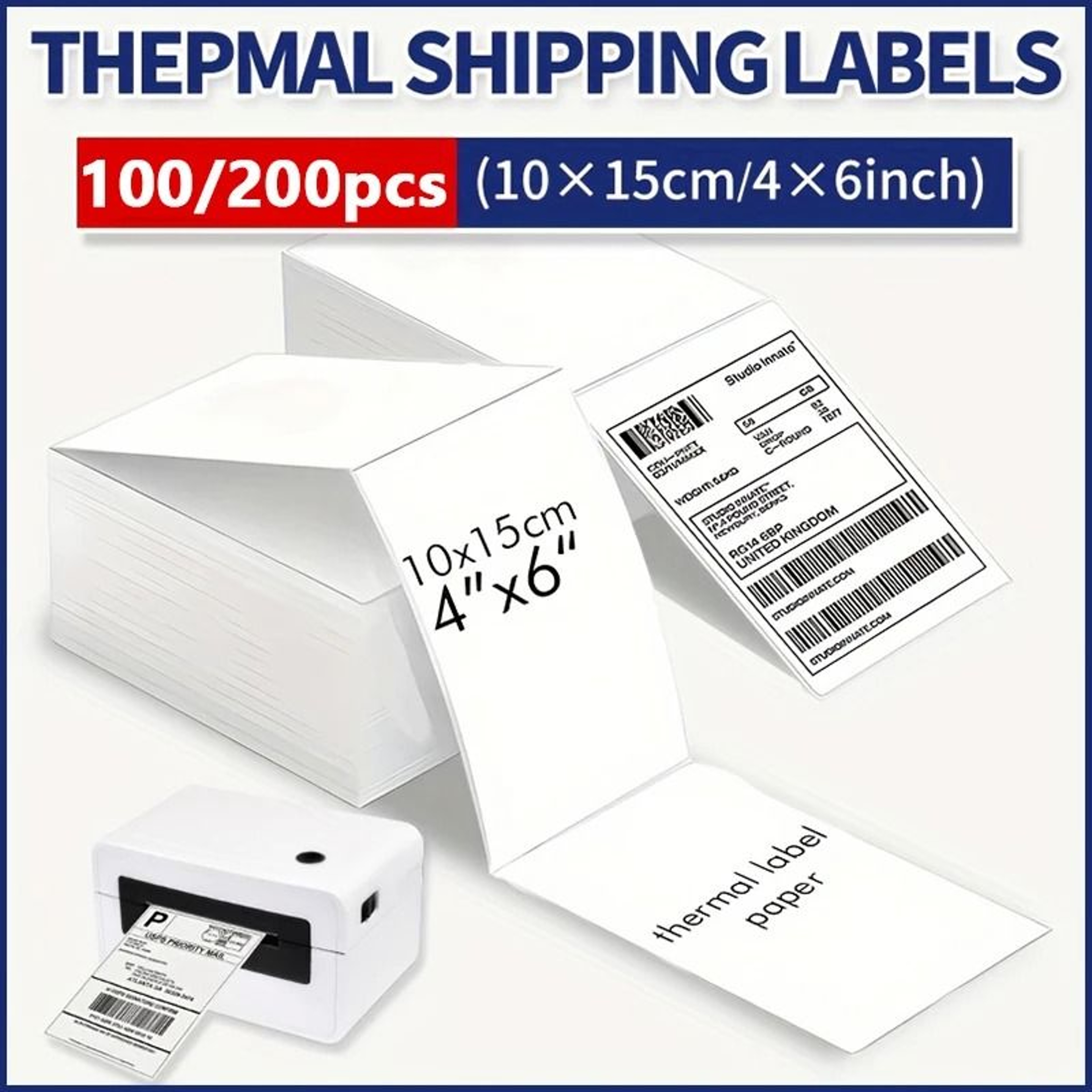 4x6 Thermal Shipping Labels SelfAdhesive Fanfold Sticker Paper For Barcode  Courier Mailing 0