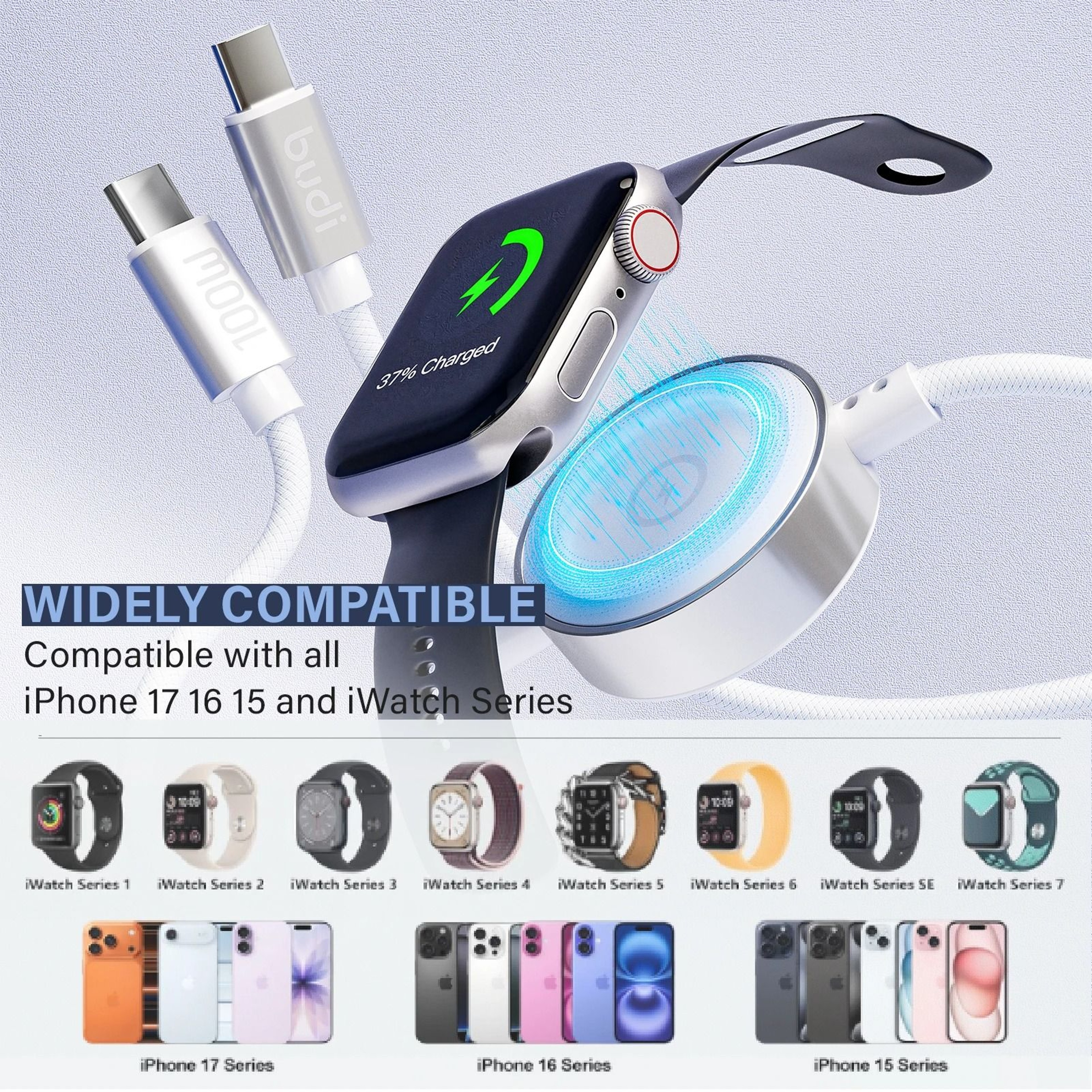 DualUse 2in1 Fast Charging Cable With Magnetic Smartwatch Charger Compatible With Apple Watch Serie 3