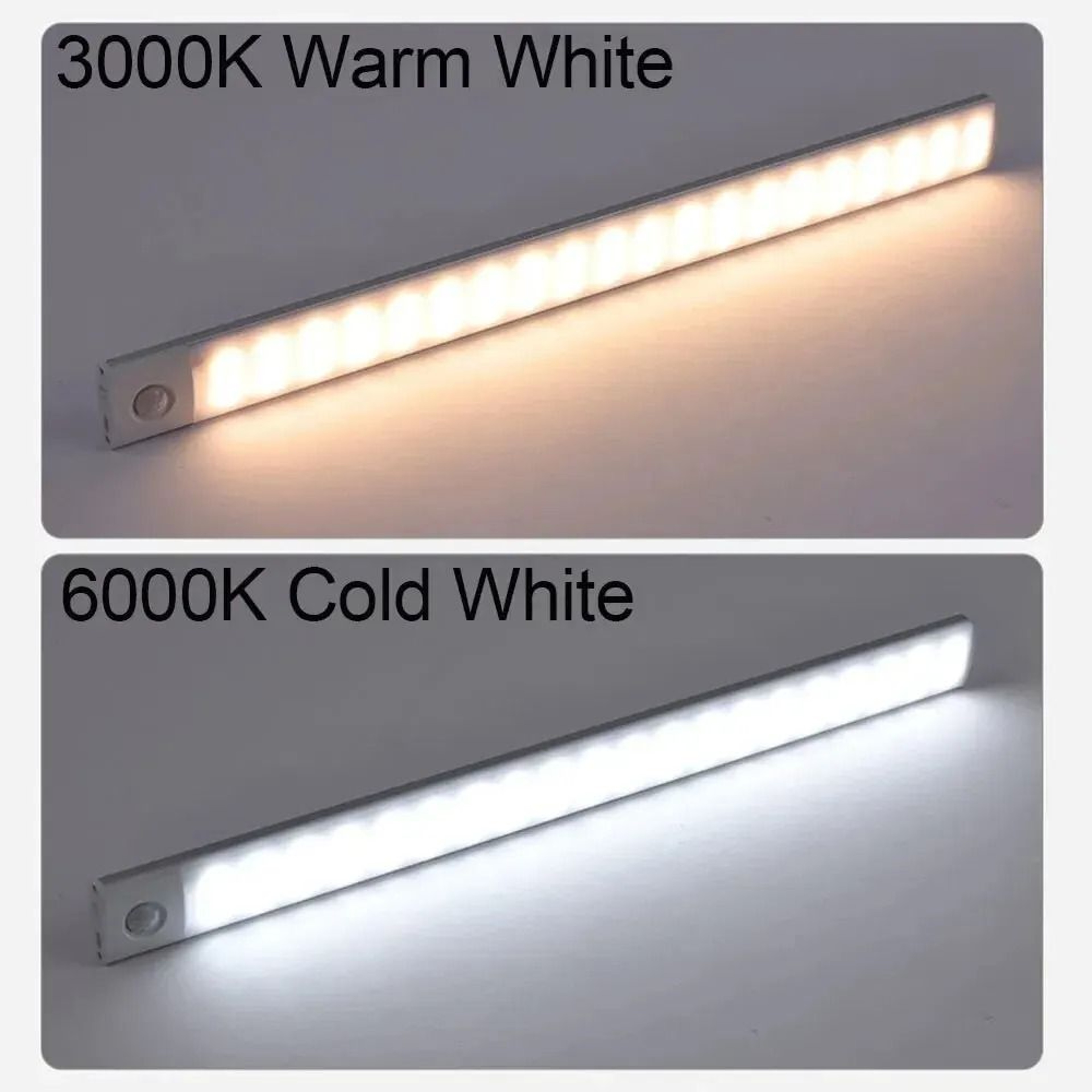 Wireless Magnetic Motion Sensor LED UnderCabinet Light USB Rechargeable 3Color Closet Night Lamp 3