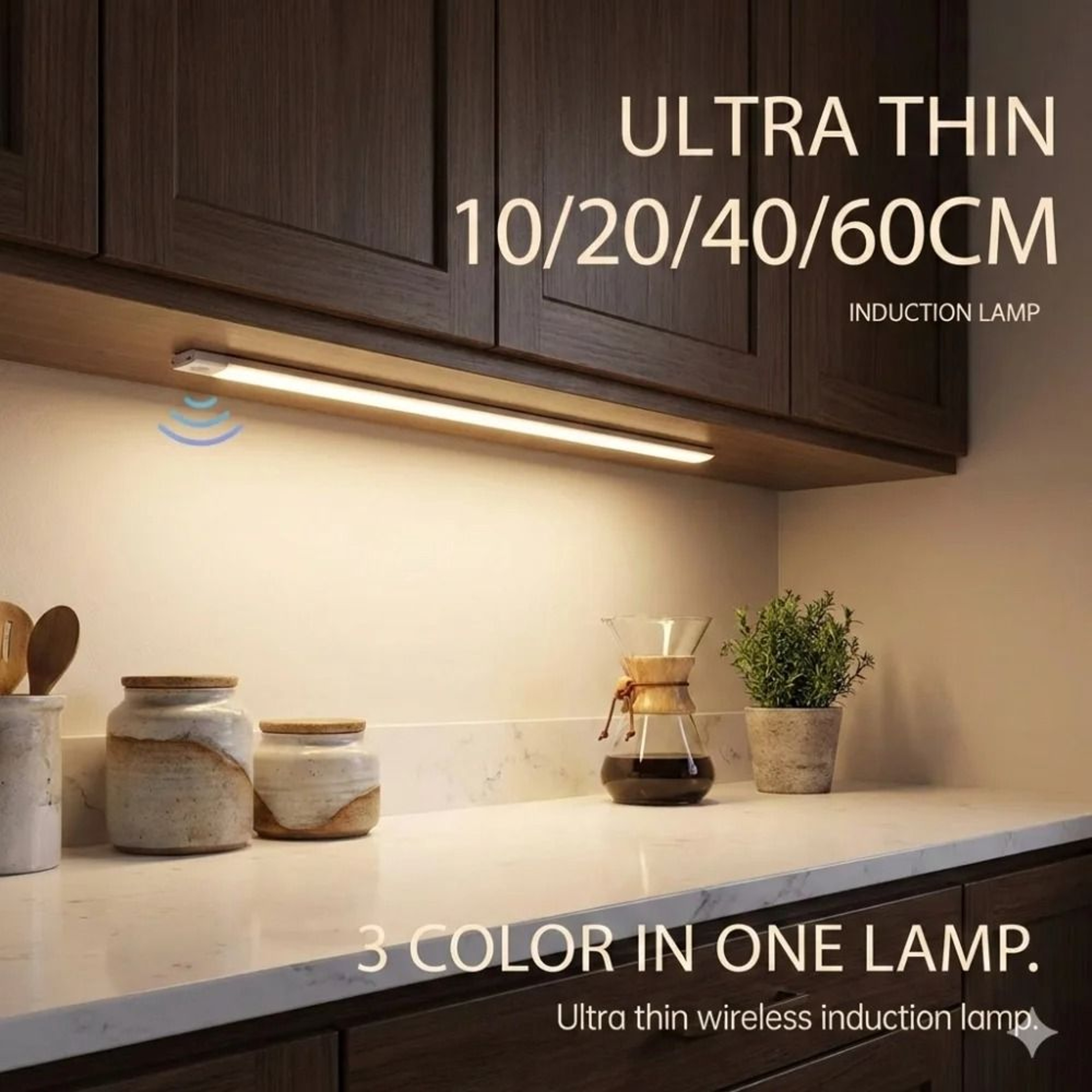 Wireless Magnetic Motion Sensor LED UnderCabinet Light USB Rechargeable 3Color Closet Night Lamp 0