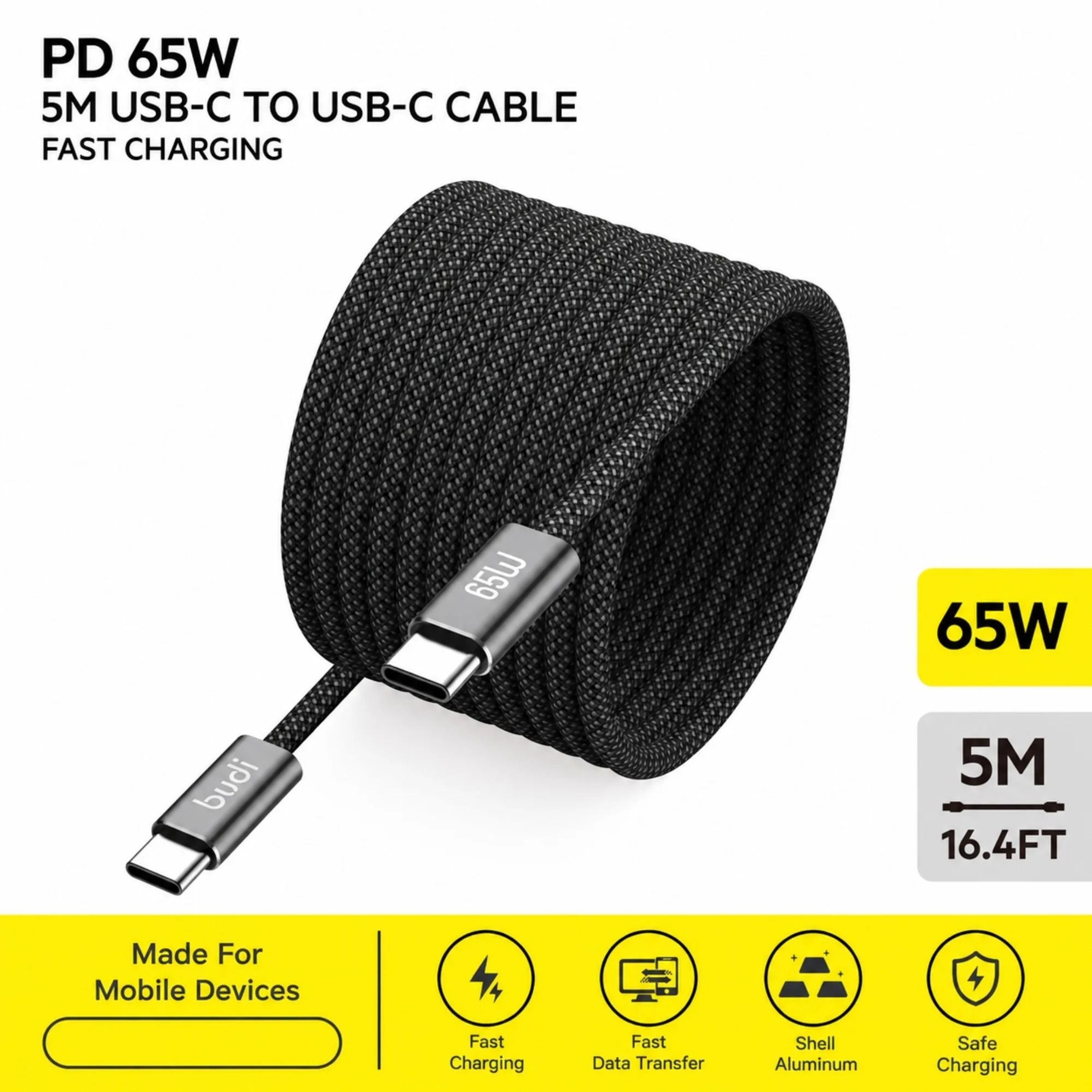 65W USBC To USBC Fast Charging Cable 164FT 5M Extra Long Braided HighSpeed Data Cord 0