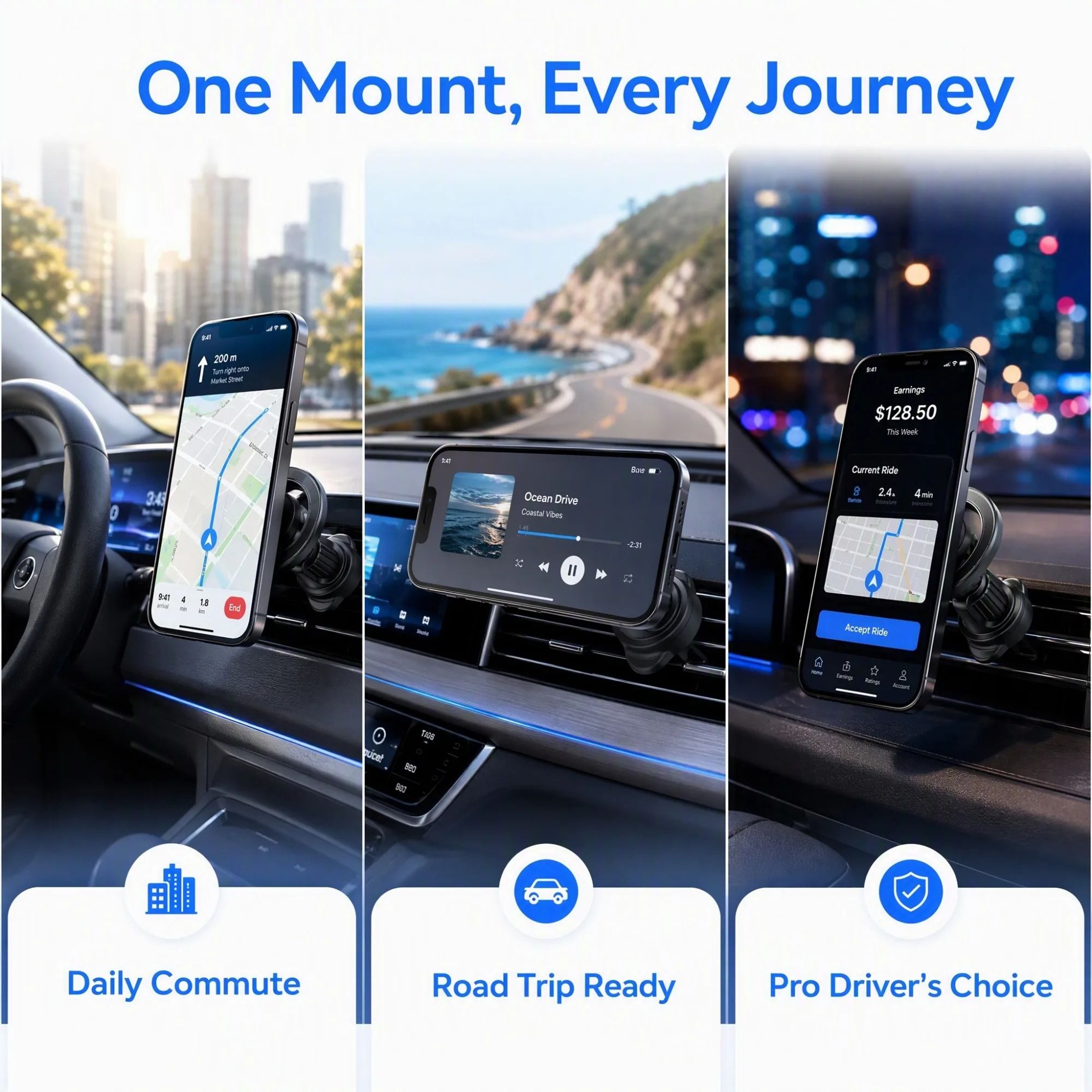 2in1 Magnetic Air Vent Car Phone Mount  360 Rotatable MagSafe Hook Stand 1