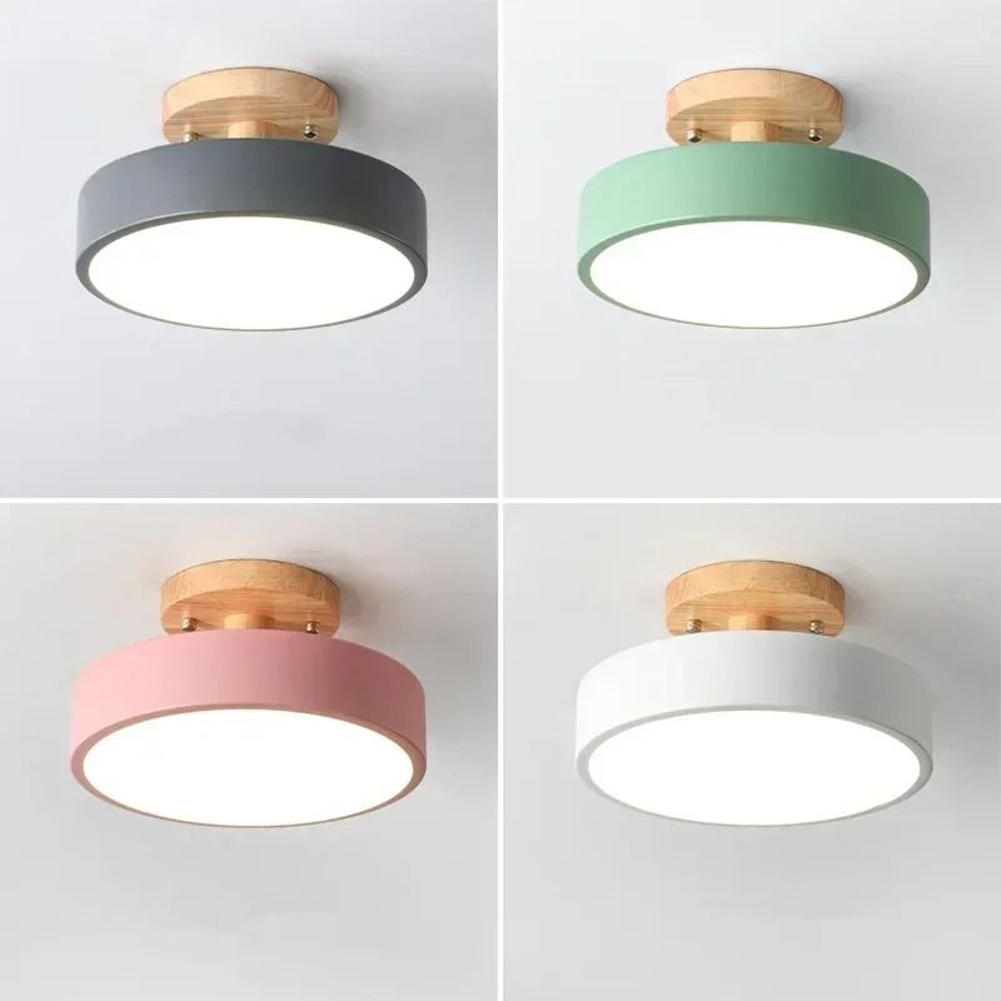 Nordic Wood FlushMount Ceiling Light  Modern Round Fixture For Hallway  Bedroom 0