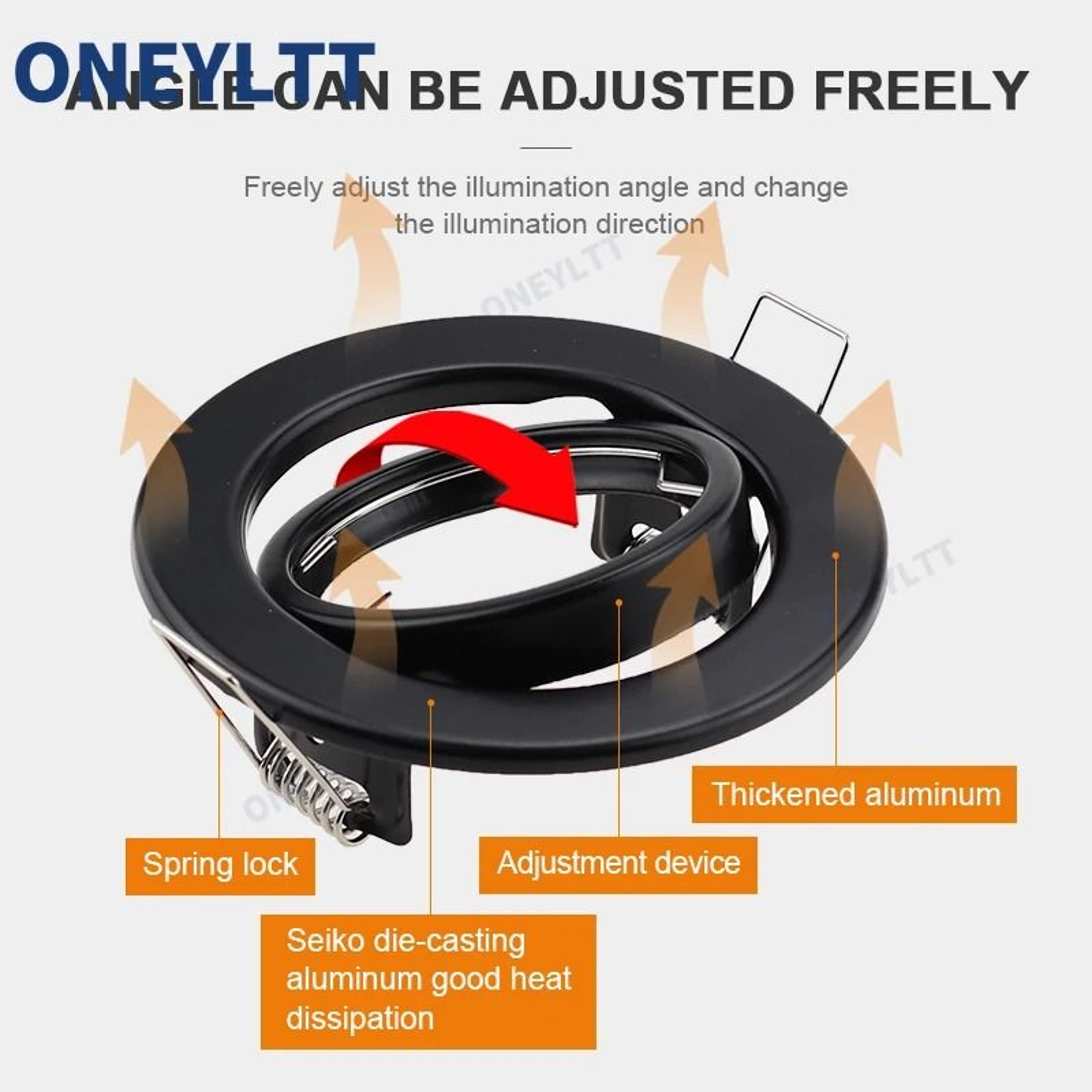 Adjustable Recessed GU10 MR16 Spotlight Frame  70mm Cutout Ceiling Downlight Holder 1
