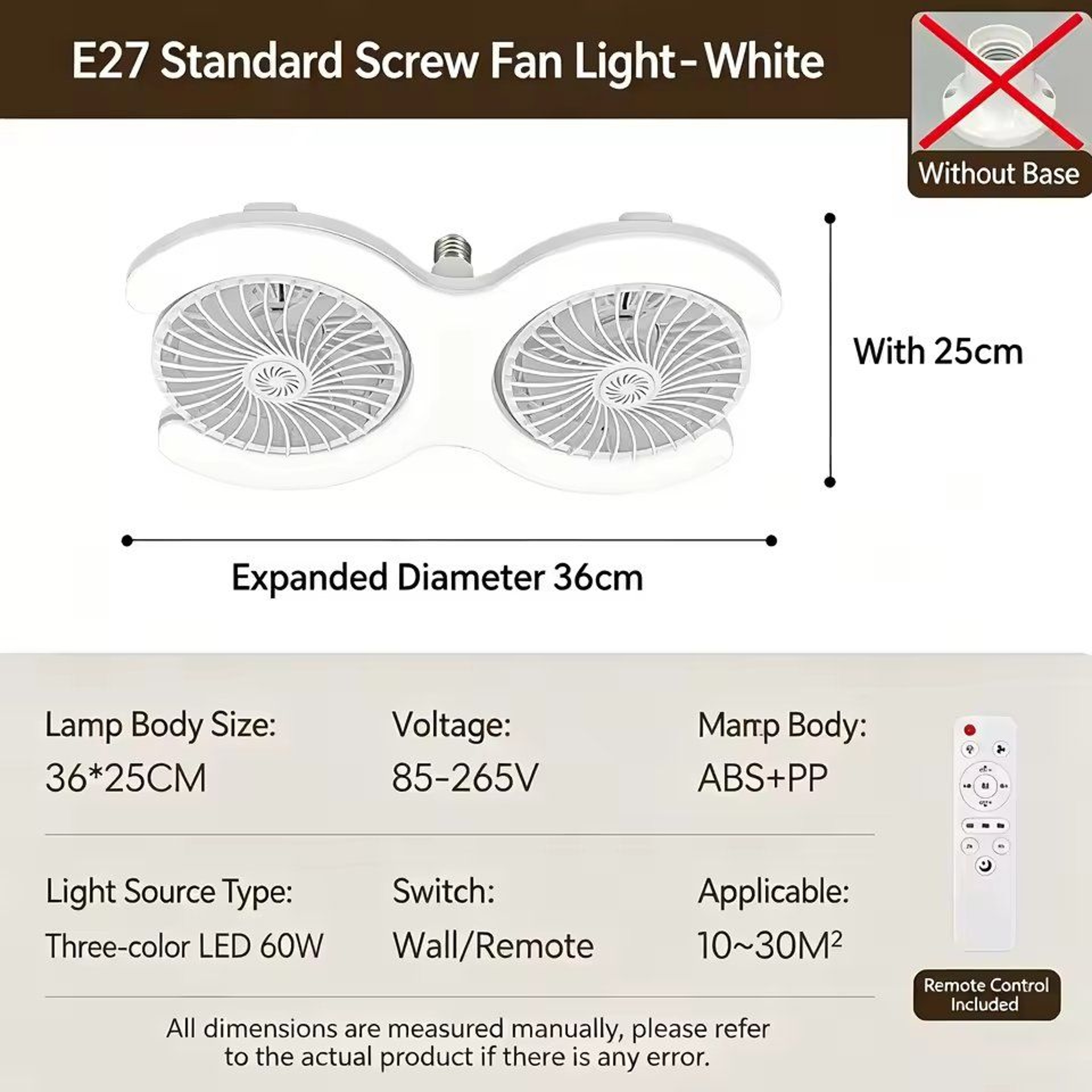 DualHead E27 Socket Ceiling Fan With LED Light  Remote  Silent MultiAngle Airflow Lamp 6