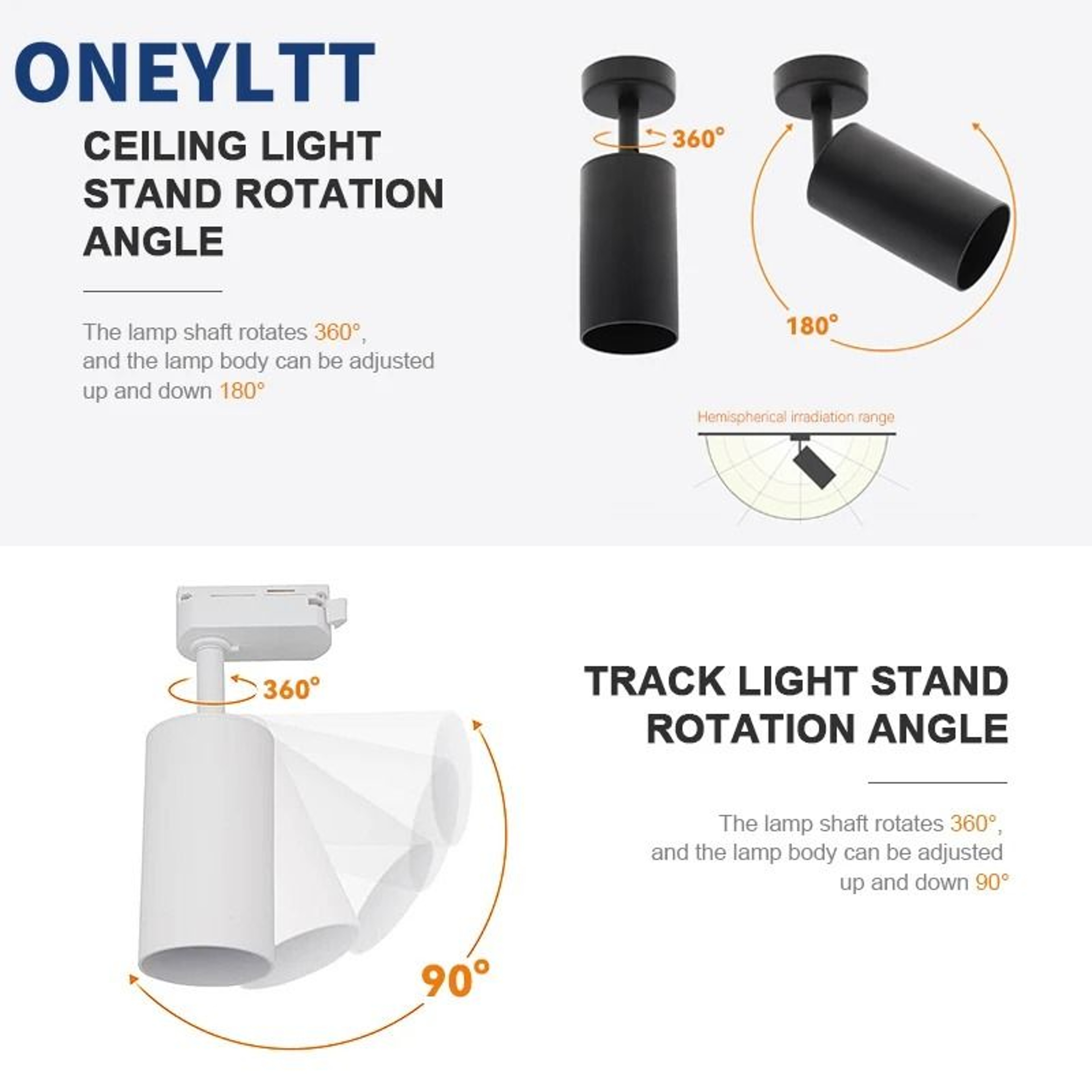 360 Rotatable SurfaceMounted GU10 Spotlight  Modern Ceiling  Wall Track Downlight 4