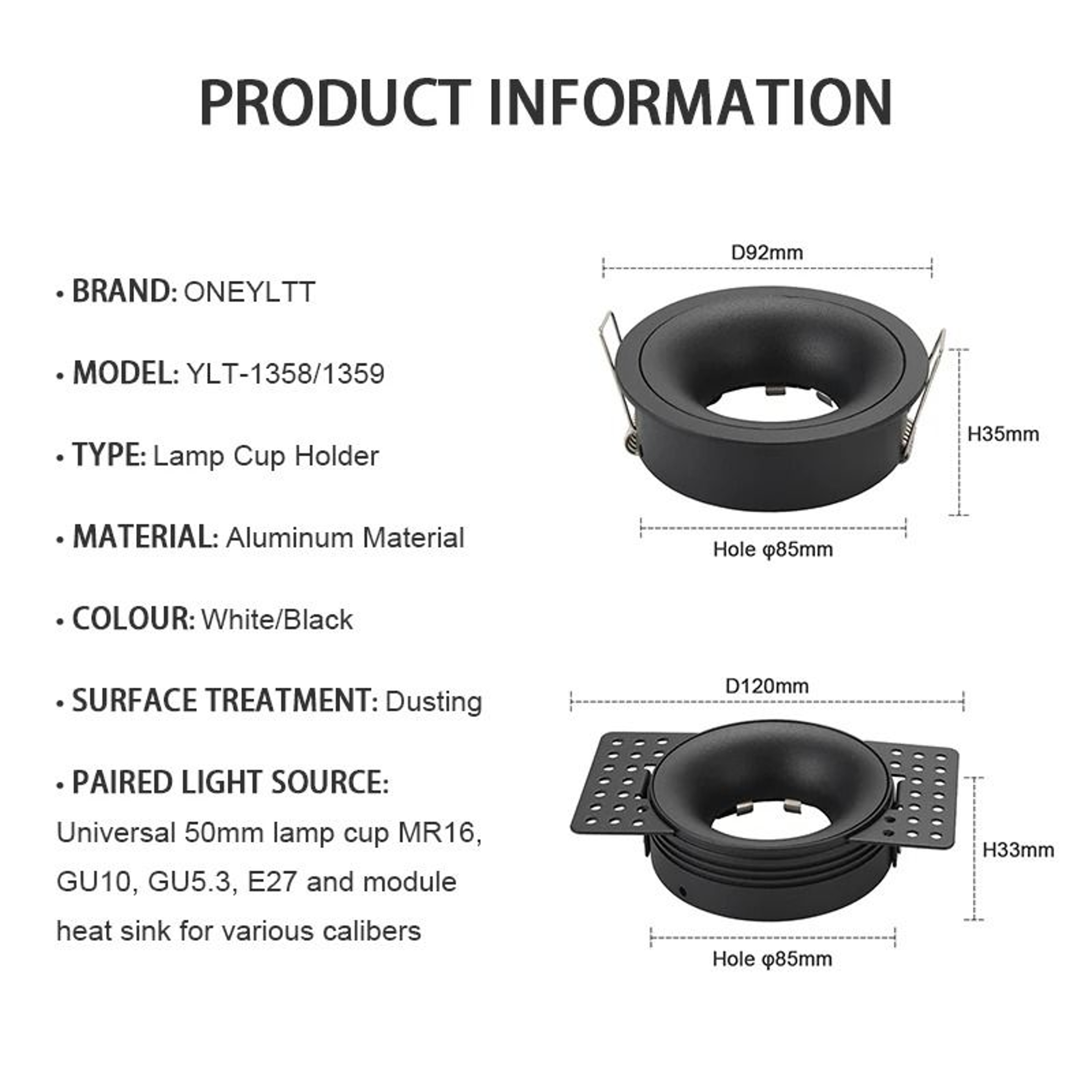 Frameless Recessed GU10 MR16 Downlight Fitting  Adjustable Borderless Round Ceiling Spotlight Frame 4