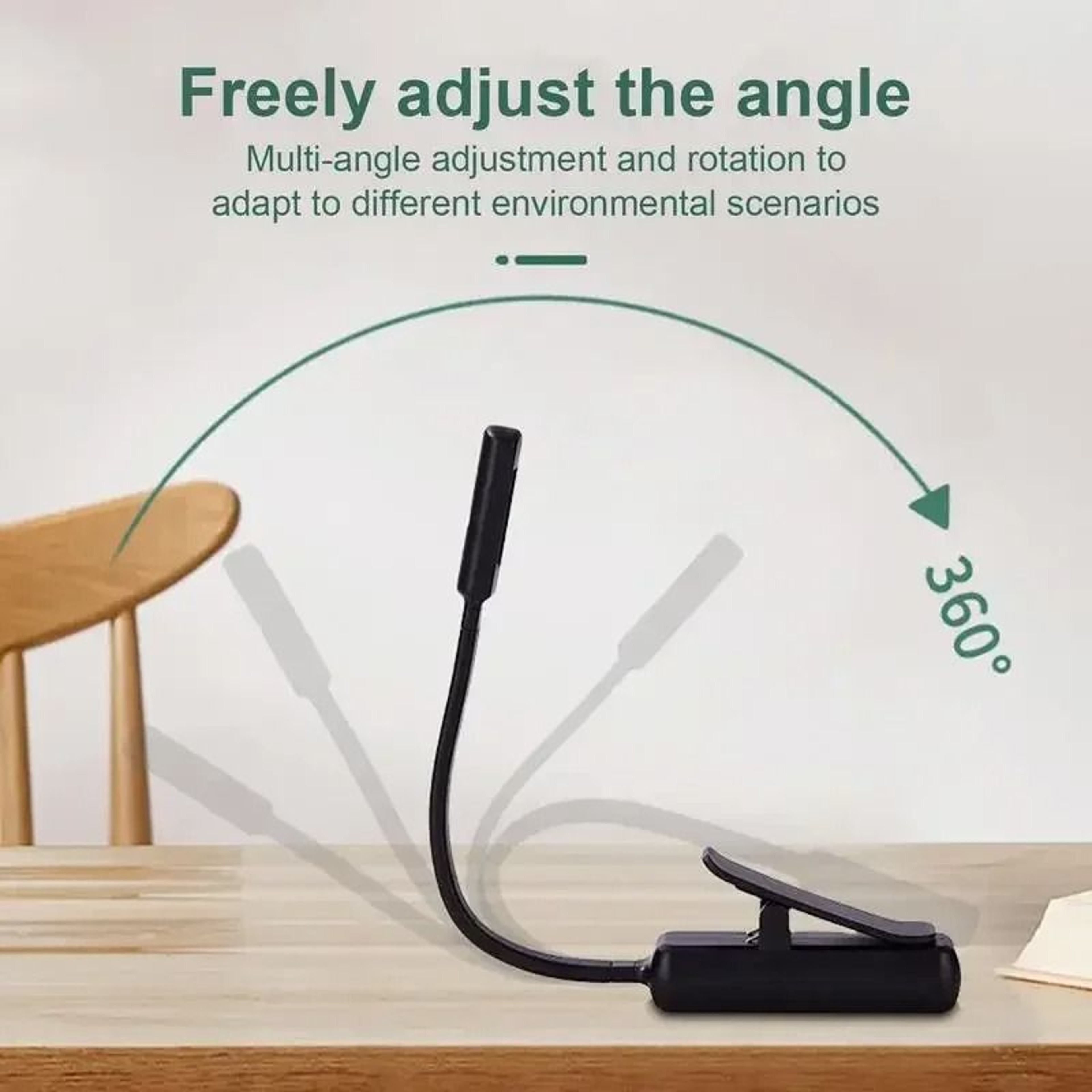 Portable LED ClipOn Reading Book Light  USB Rechargeable Travel  Study Lamp 3