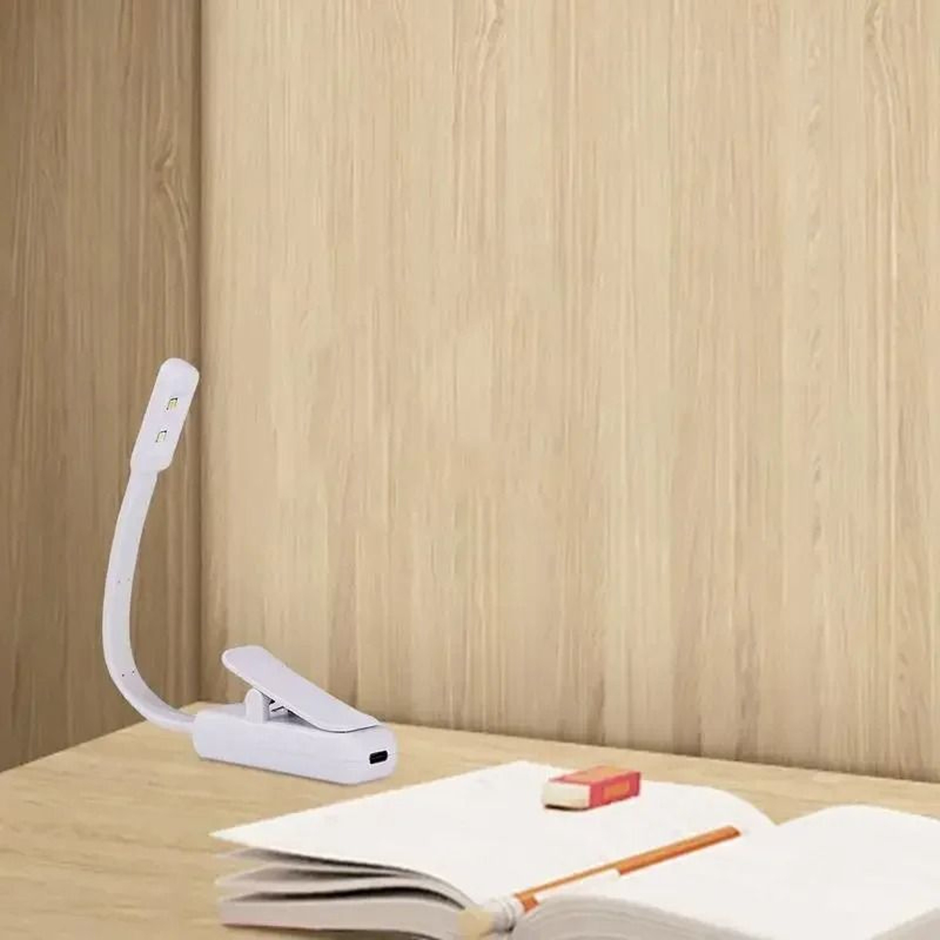 Portable LED ClipOn Reading Book Light  USB Rechargeable Travel  Study Lamp 5