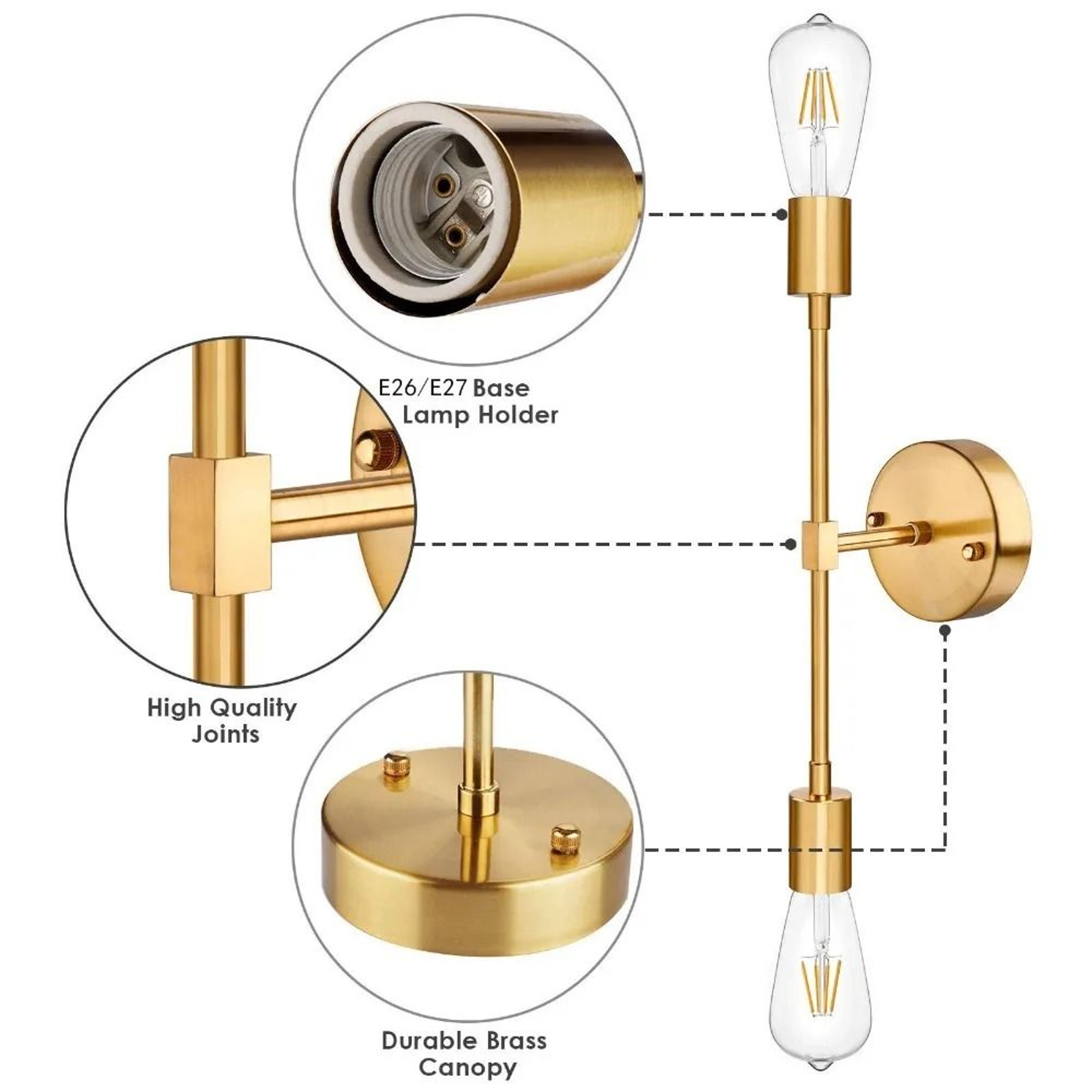 Modern Golden DualHead Wall Sconce  Minimalist E27 Double Light Fixture For Bedroom  Corridor 2