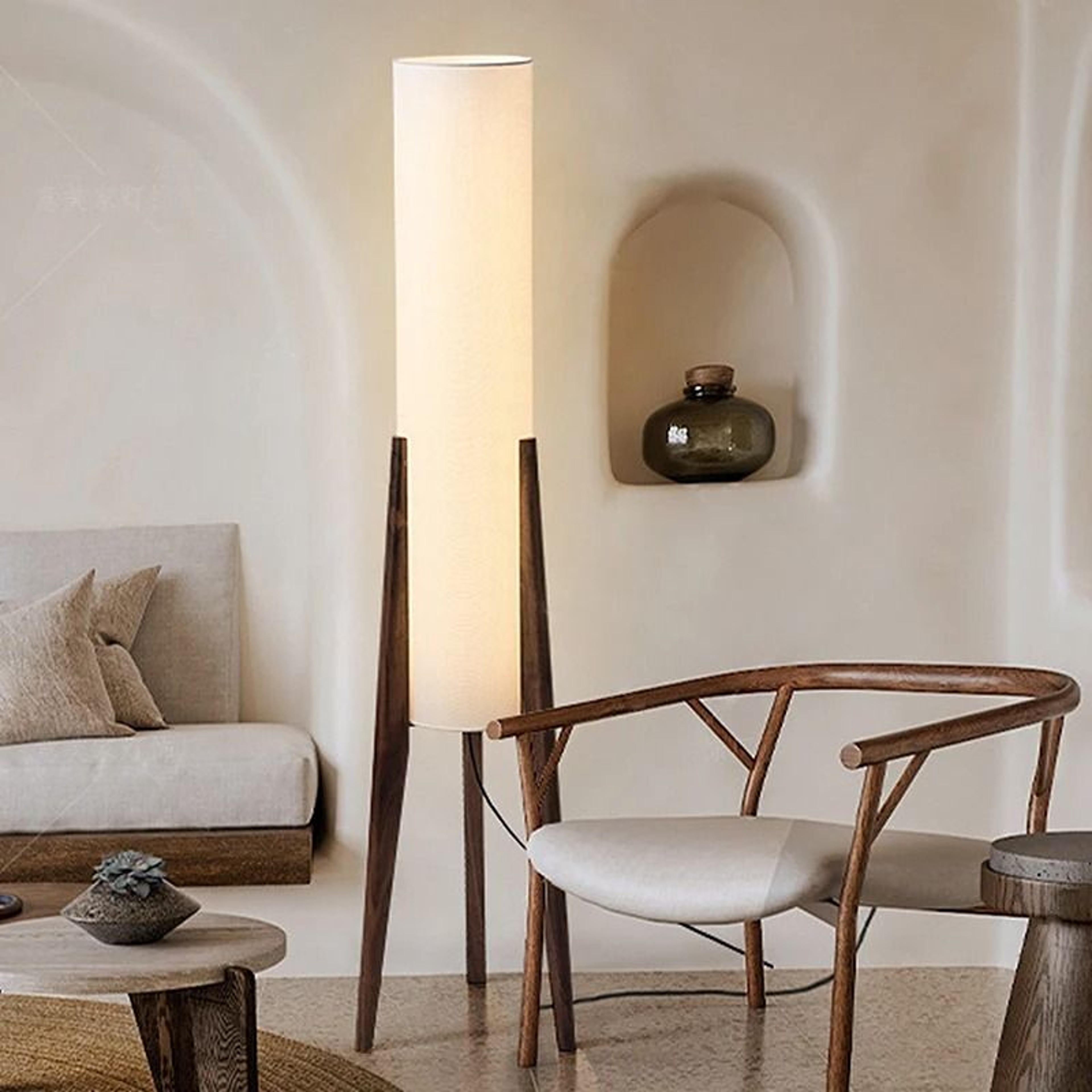 Nordic WabiSabi Solid Wood Floor Lamp  Japanese Retro Art Standing Corner Lamp For Living Room  Bed 5