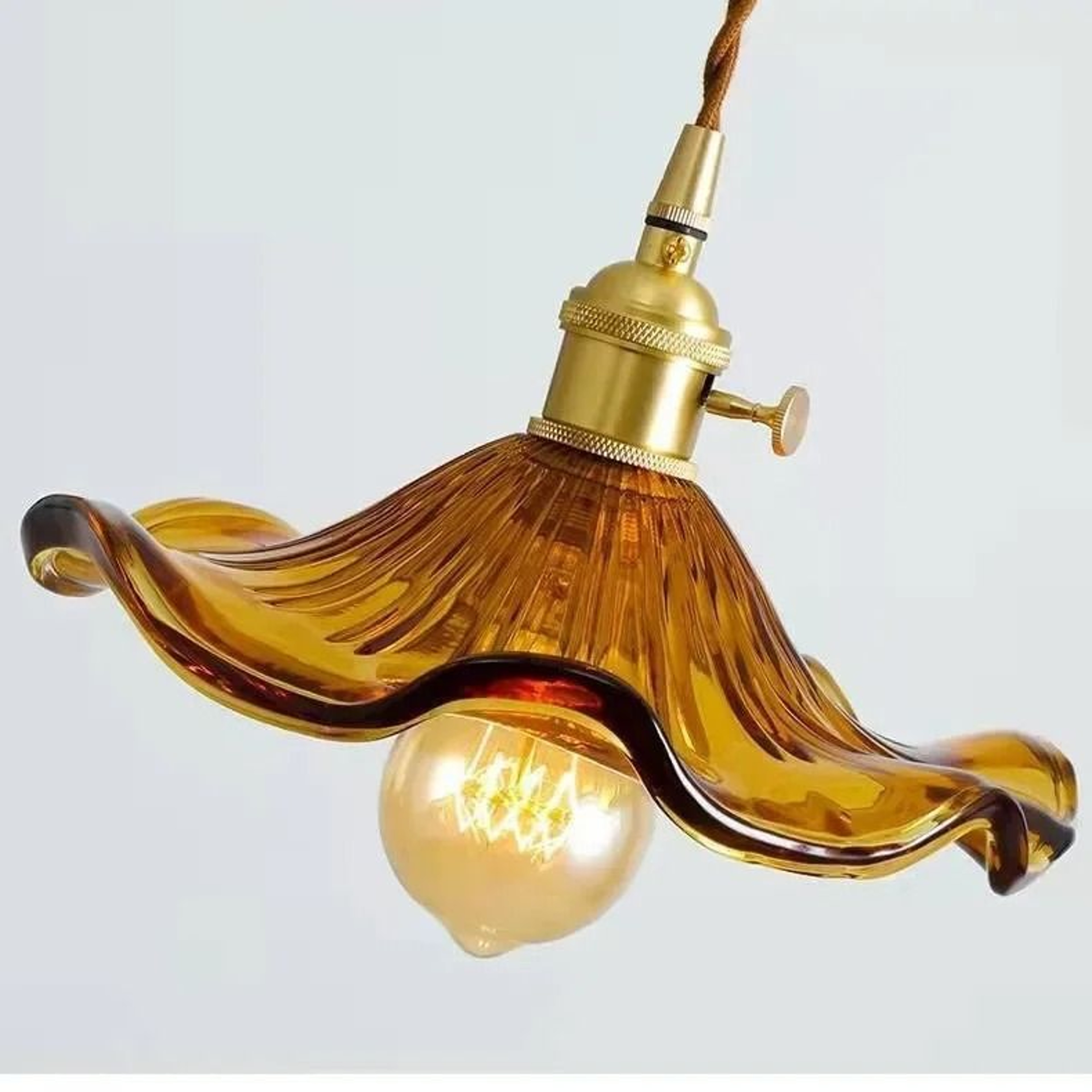 Nordic Colorful Glass  Brushed Copper Pendant Light  Modern Minimalist Hanging Fixture For Bedroom  7