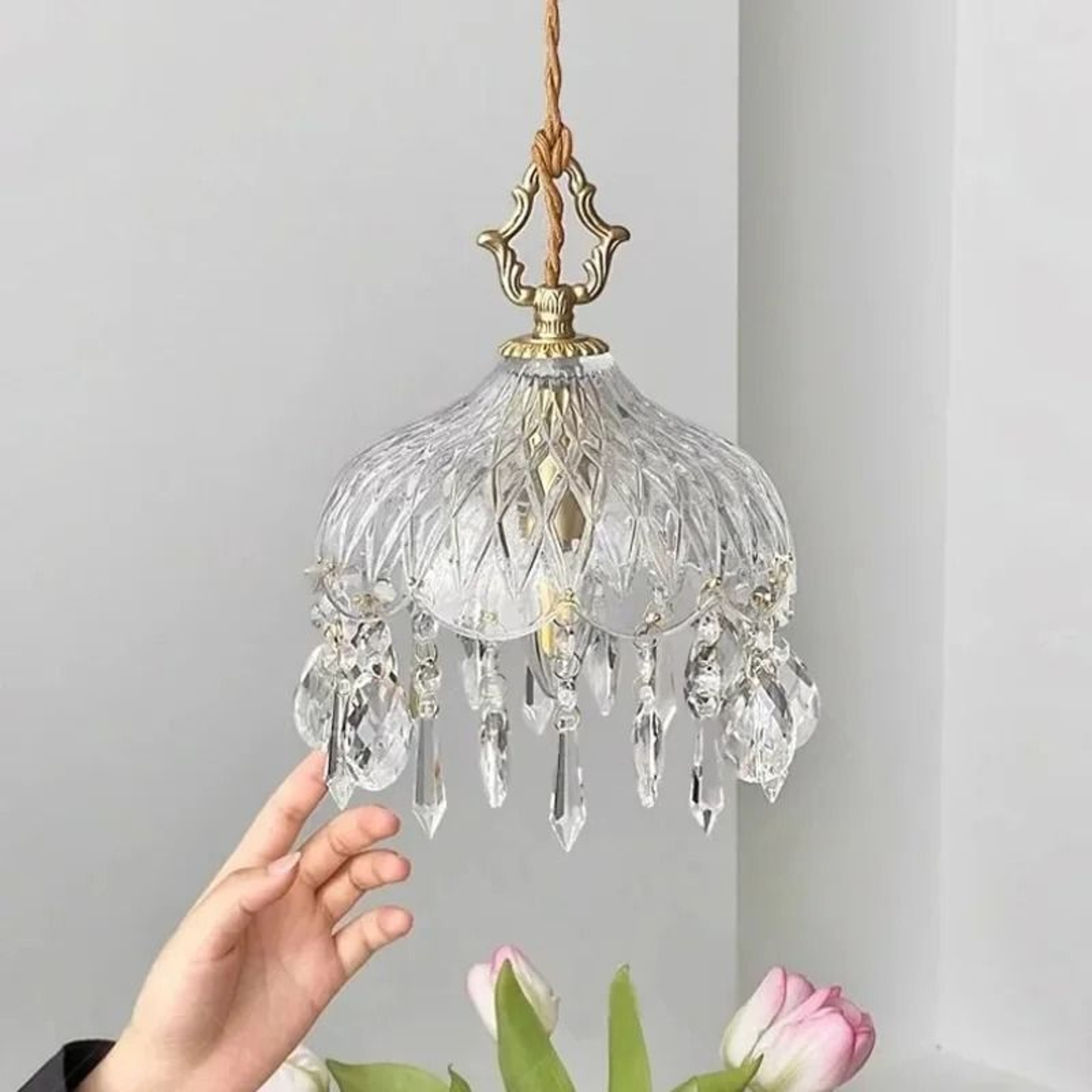 Modern Medieval Crystal Wall Sconce  Pendant Light  Luxury French Glass Ambient Fixture For Bedroom 5