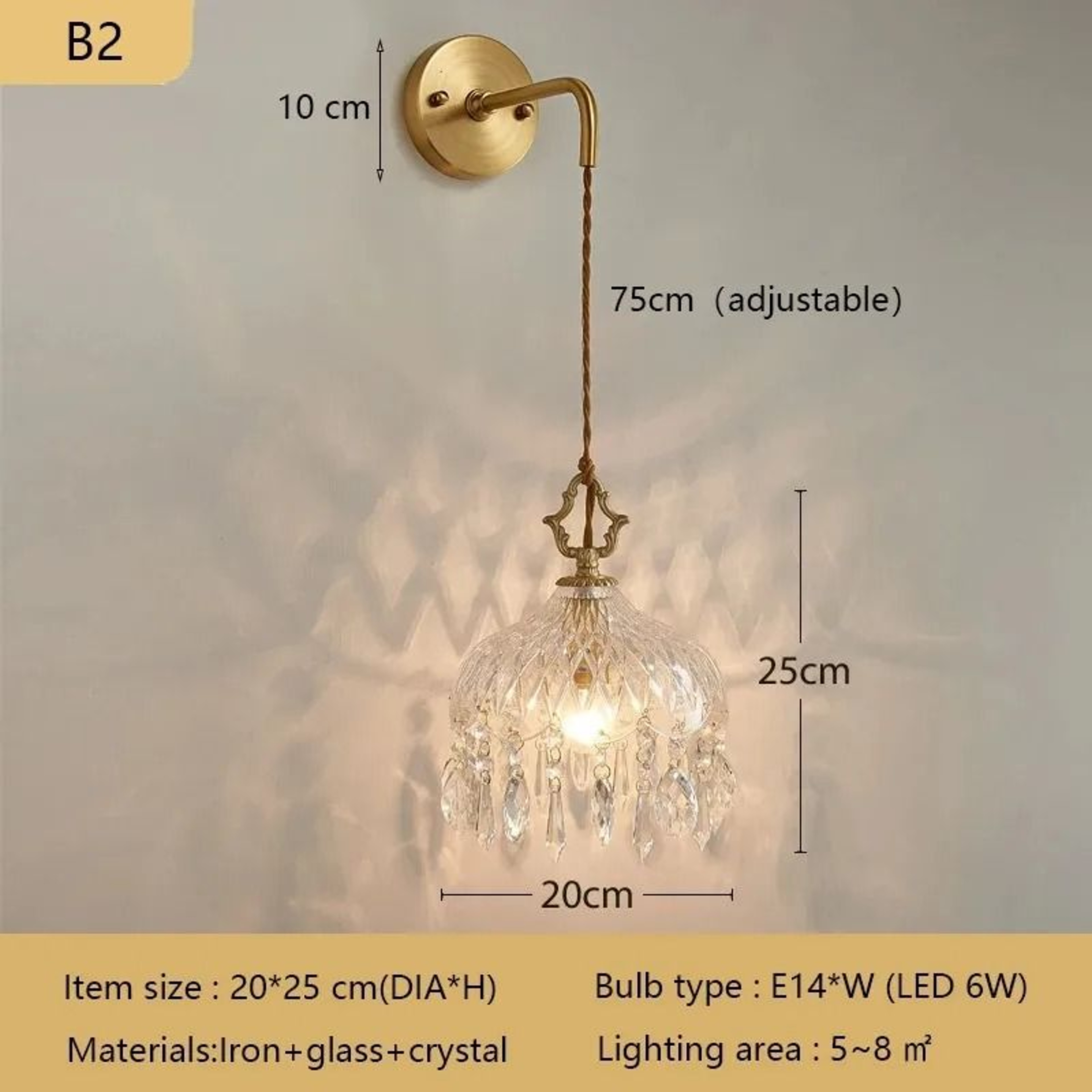 Modern Medieval Crystal Wall Sconce  Pendant Light  Luxury French Glass Ambient Fixture For Bedroom 2