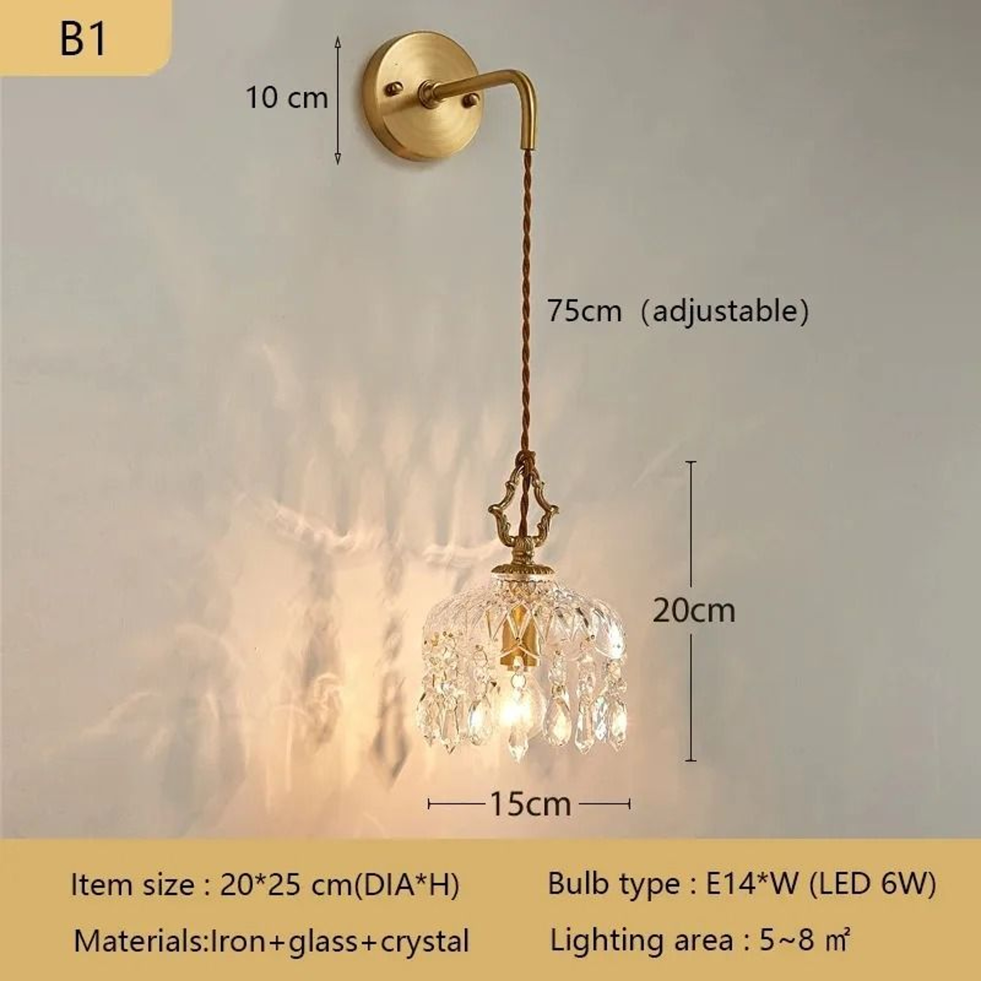Modern Medieval Crystal Wall Sconce  Pendant Light  Luxury French Glass Ambient Fixture For Bedroom 9