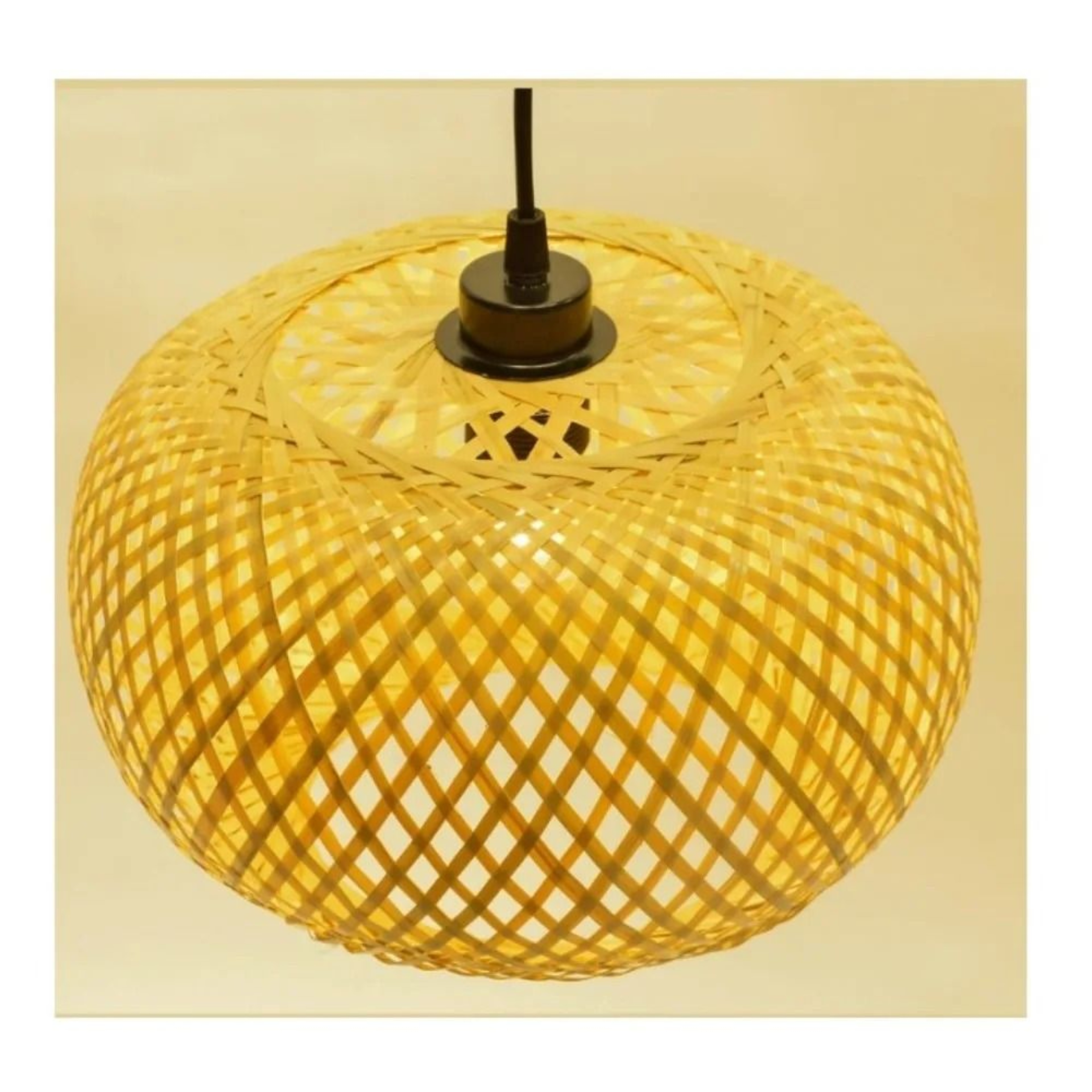 HandWoven Round Bamboo Ball Pendant Light  Retro Rattan Spherical Chandelier For Dining Room Bedroo 4