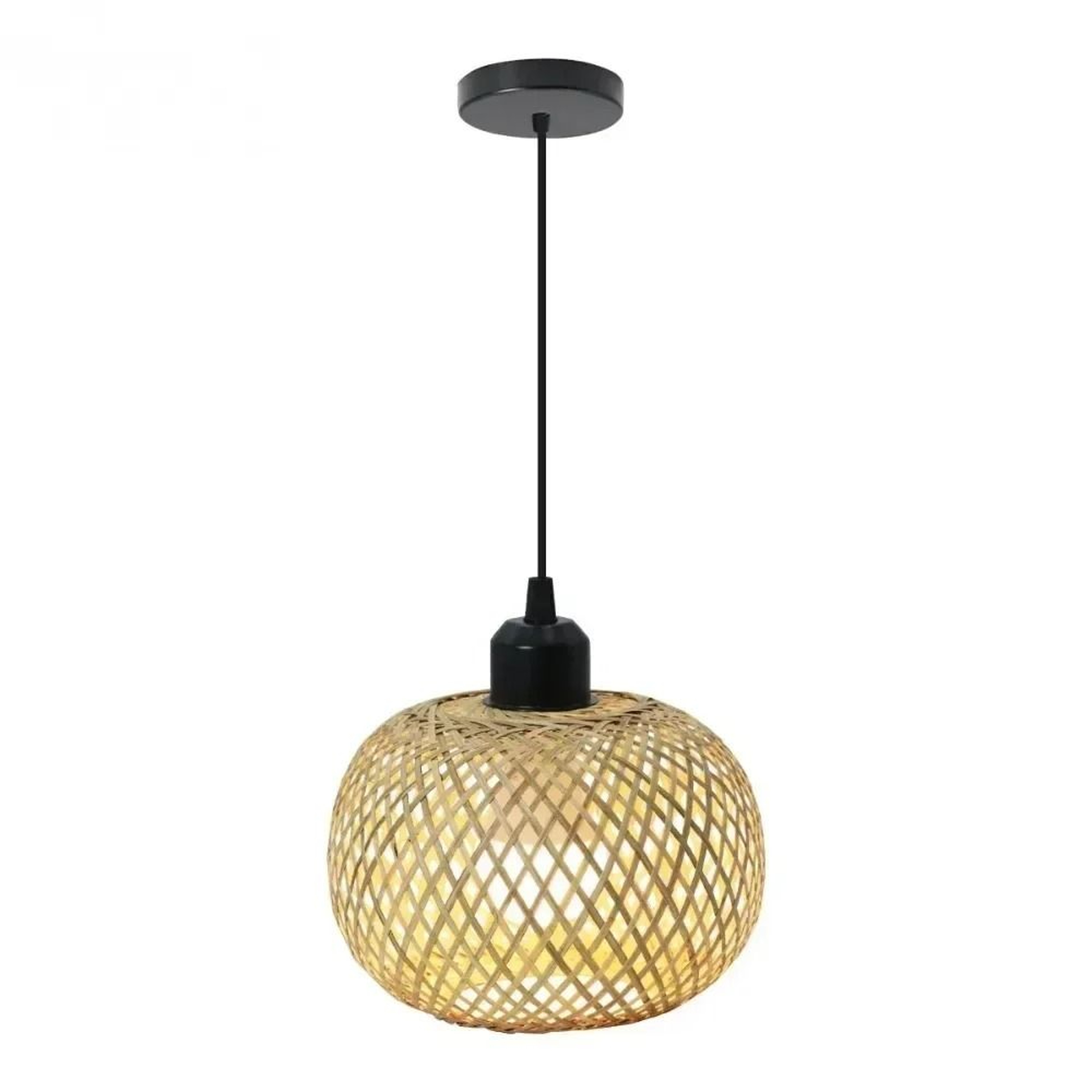 HandWoven Round Bamboo Ball Pendant Light  Retro Rattan Spherical Chandelier For Dining Room Bedroo 1