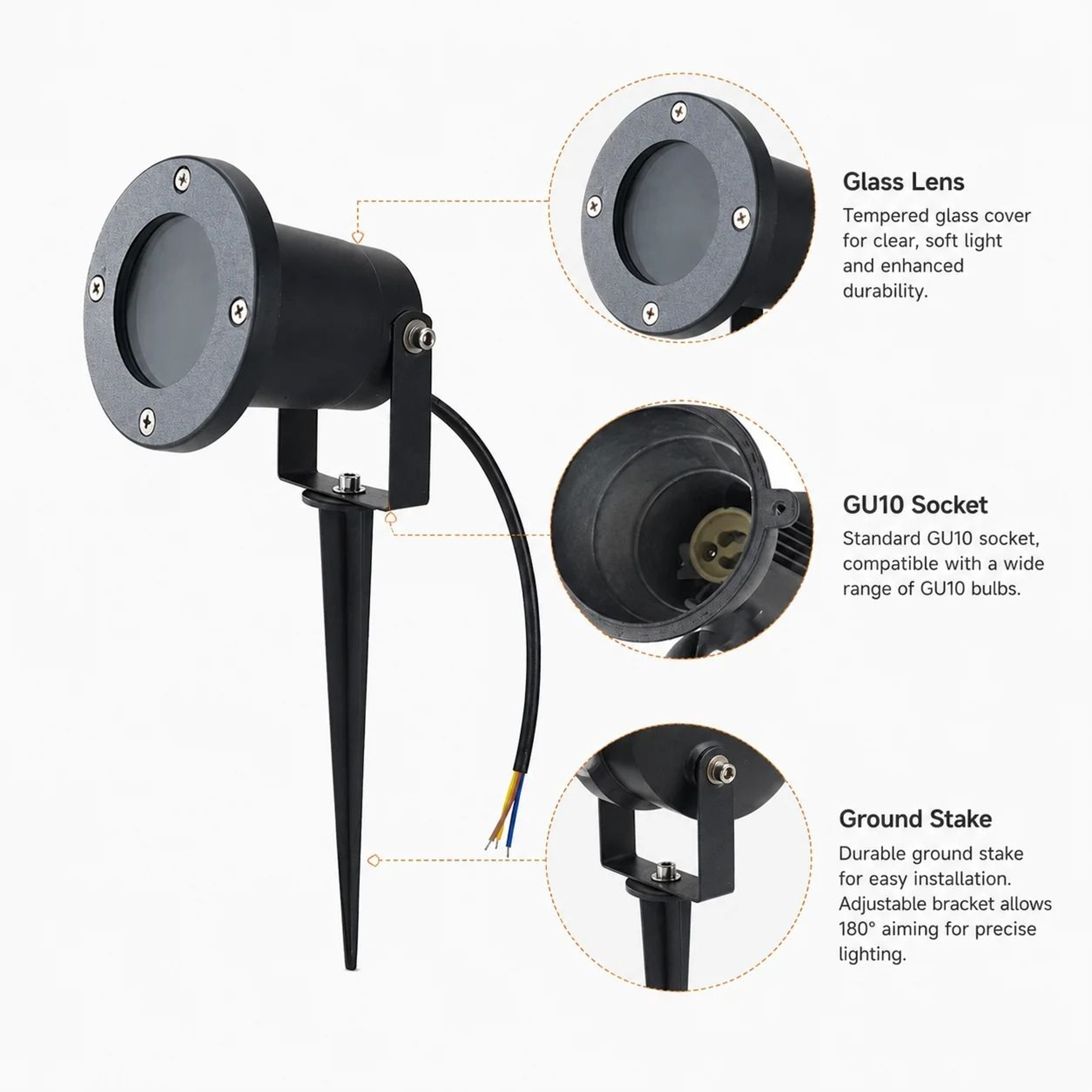 Outdoor Waterproof Garden Lawn Spike Light  GU10 MR16 Landscape Spotlight For Path Tree  Yard Uplig 2
