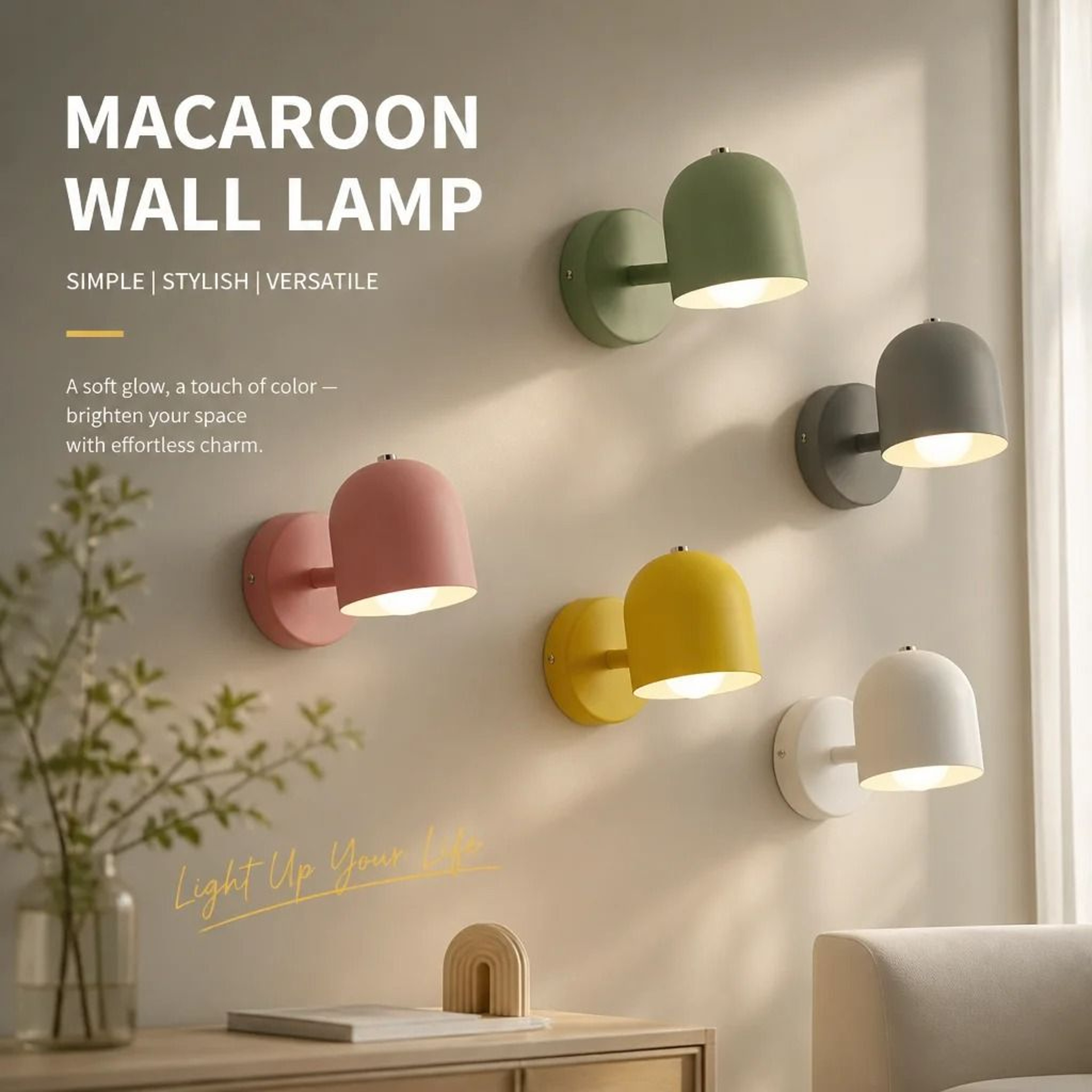 Nordic Macaron SteeringHead Wall Sconce  Adjustable Directional Wood Wall Lamp For Bedroom Living R 0