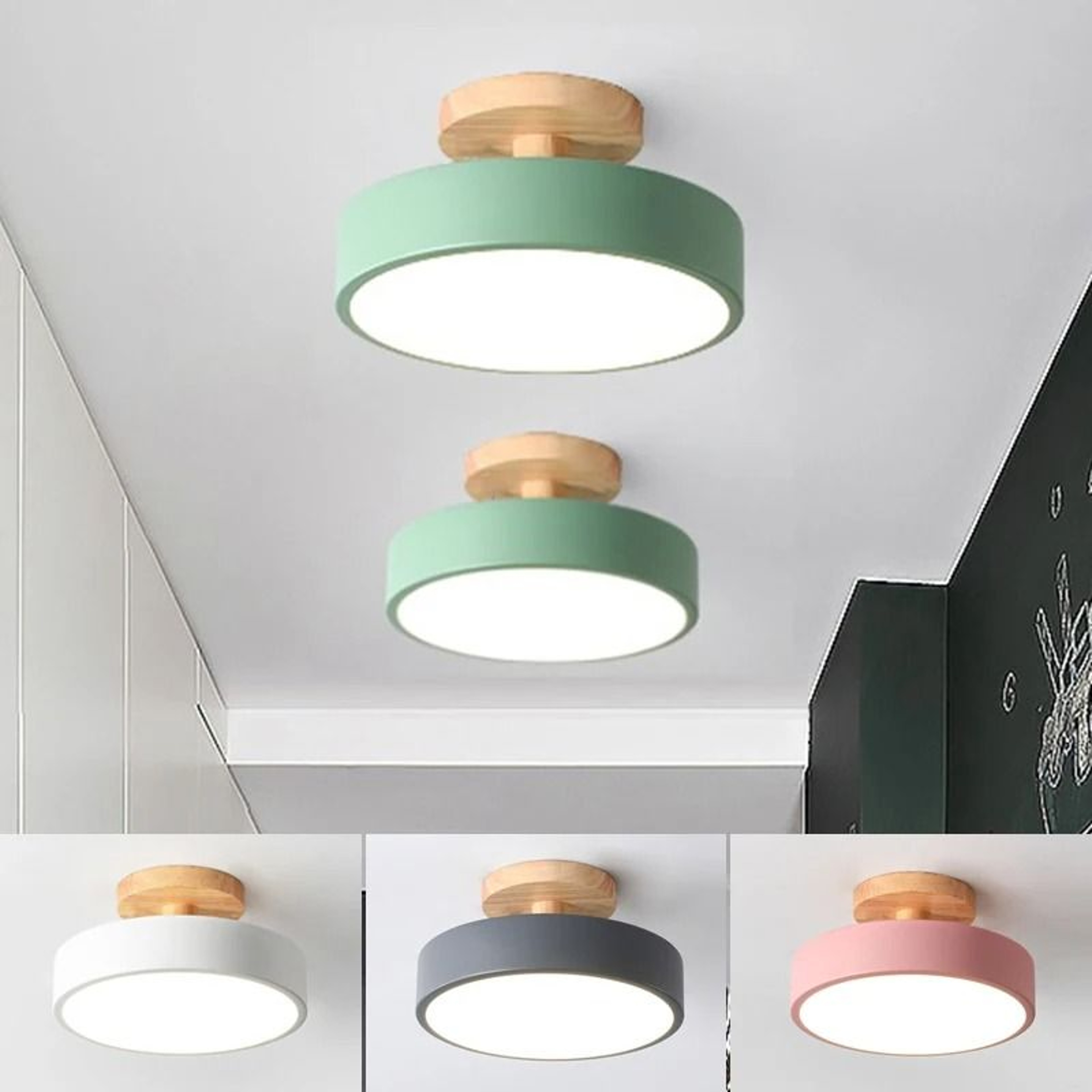 Modern Macaron LED Ceiling Light  Minimalist Flush Mount Chandelier For Aisle Corridor Foyer  Balco 1