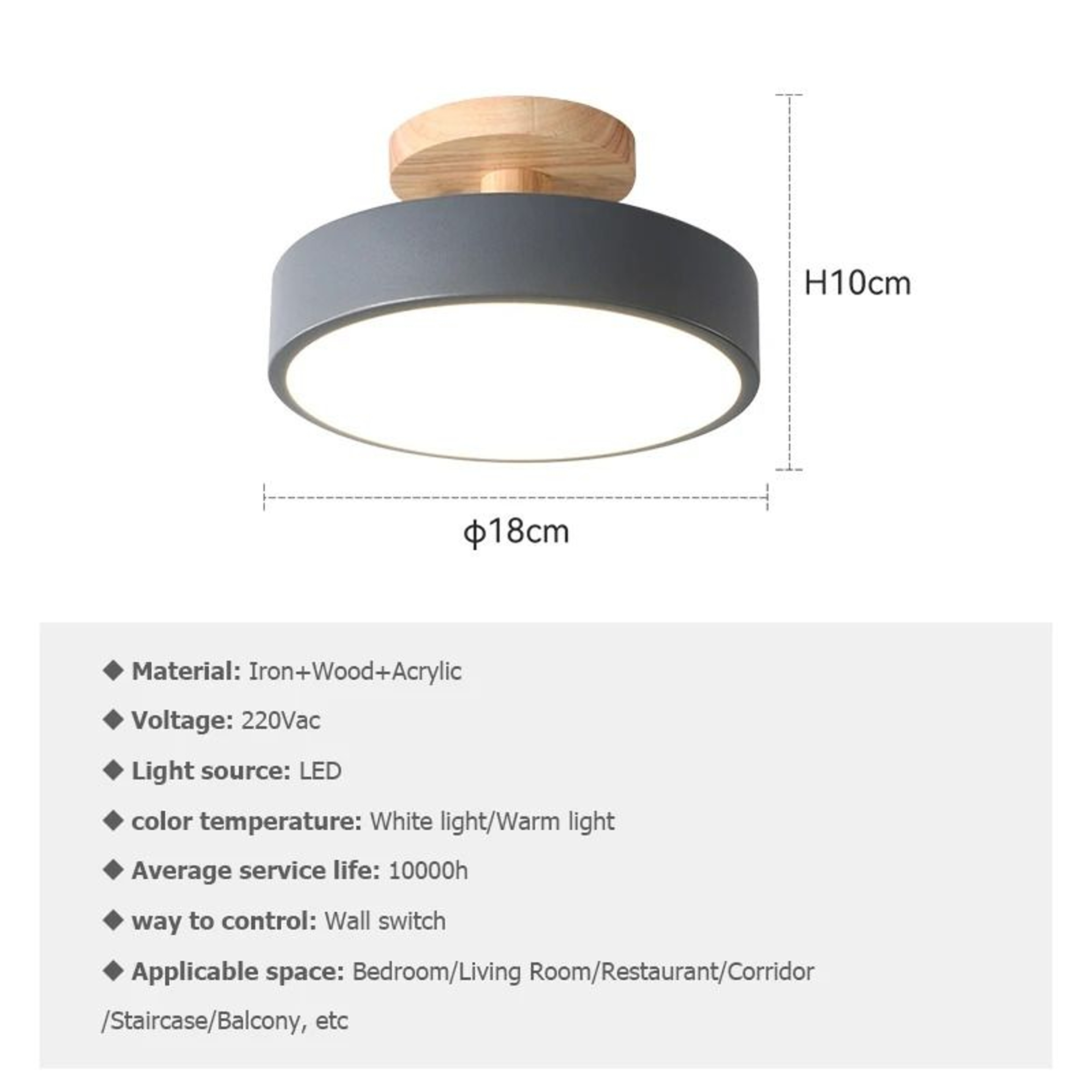 Nordic Minimalist Round Solid Wood Ceiling Lamp  LowProfile Flush Mount Light For Hallway Balcony   5