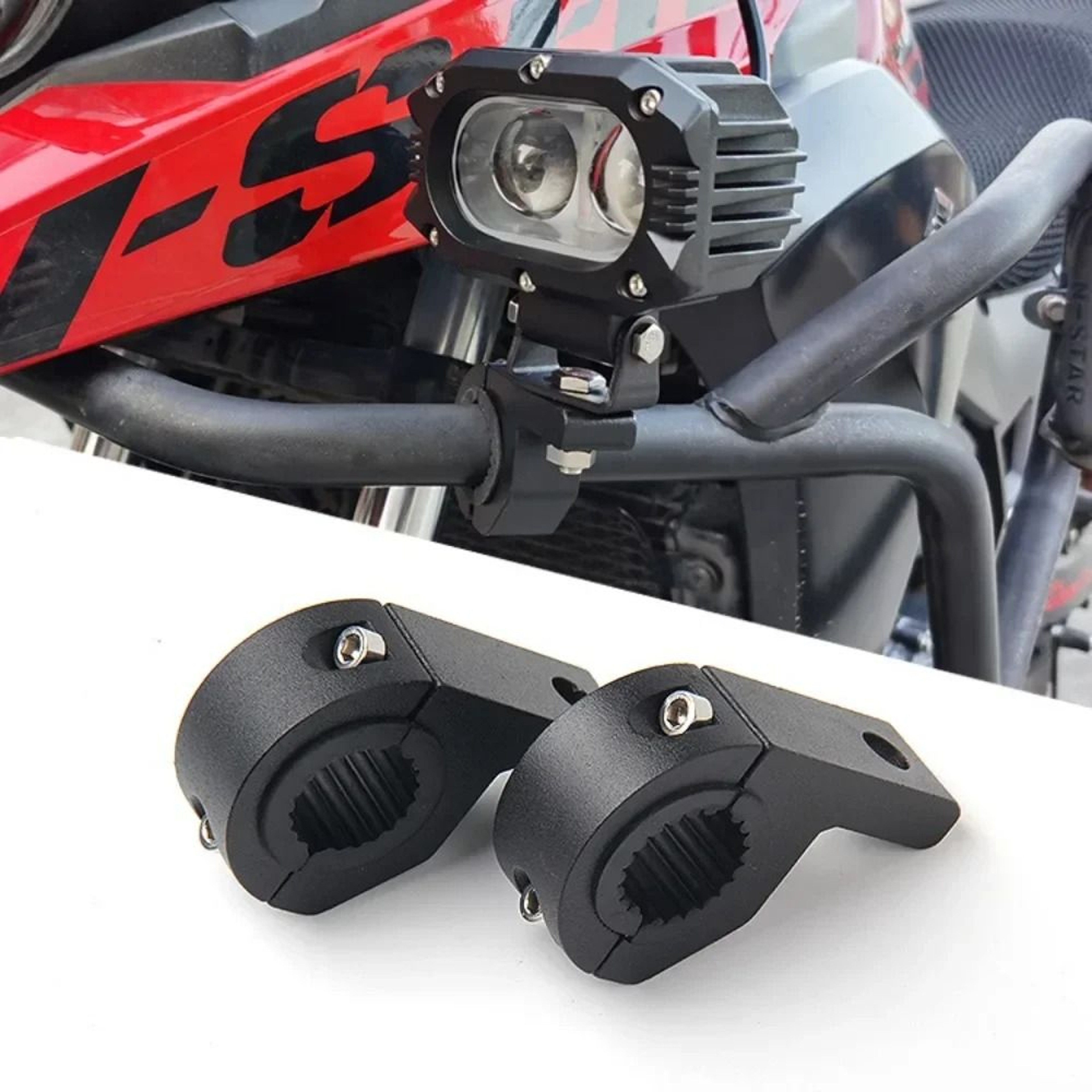 Adjustable 19mm26mm Motorcycle Headlight Bracket  HeavyDuty Fork Mount Spotlight Holder 0
