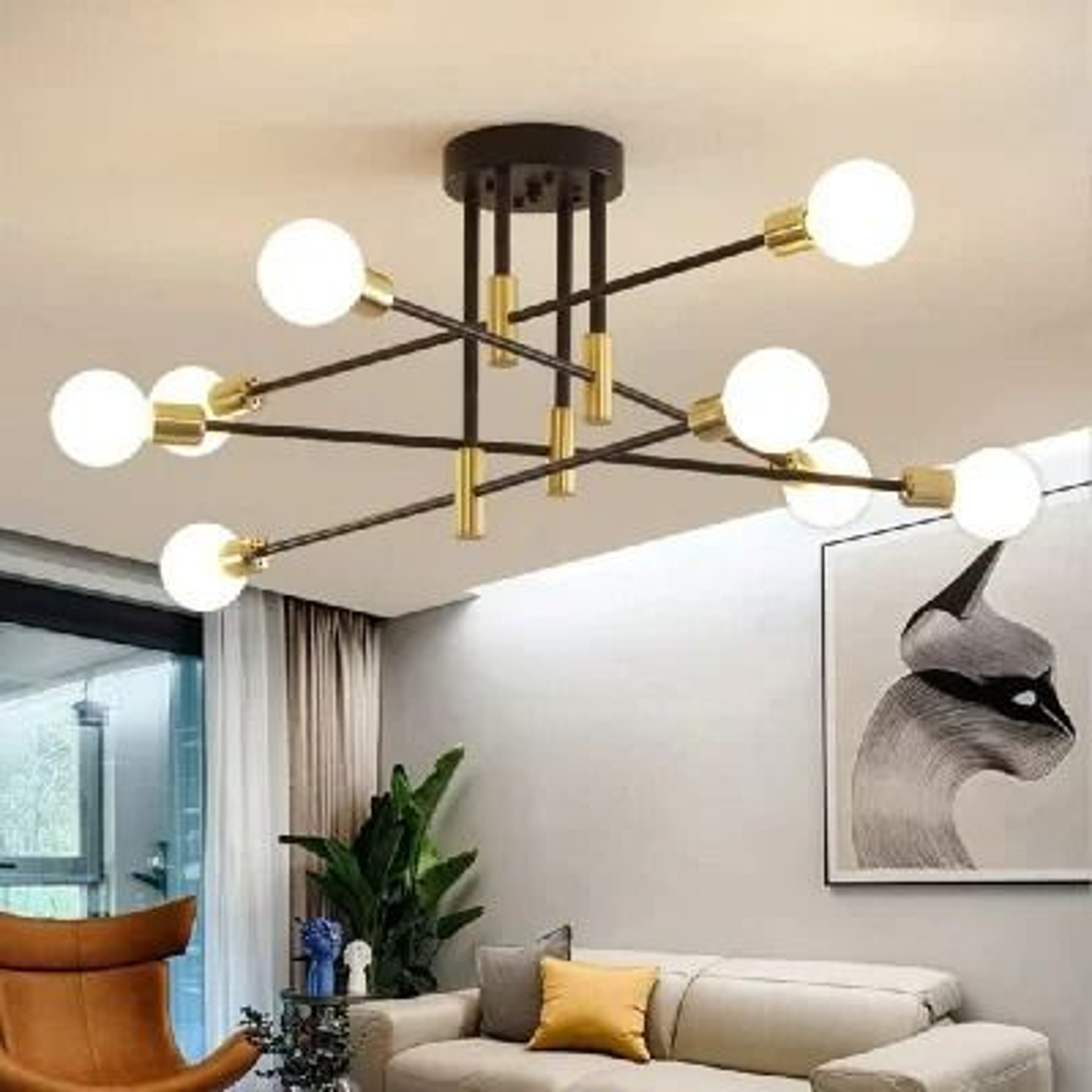 Modern Geometric LED Chandelier  Minimalist Flush Mount Ceiling Light For Living Room  Bedroom 8