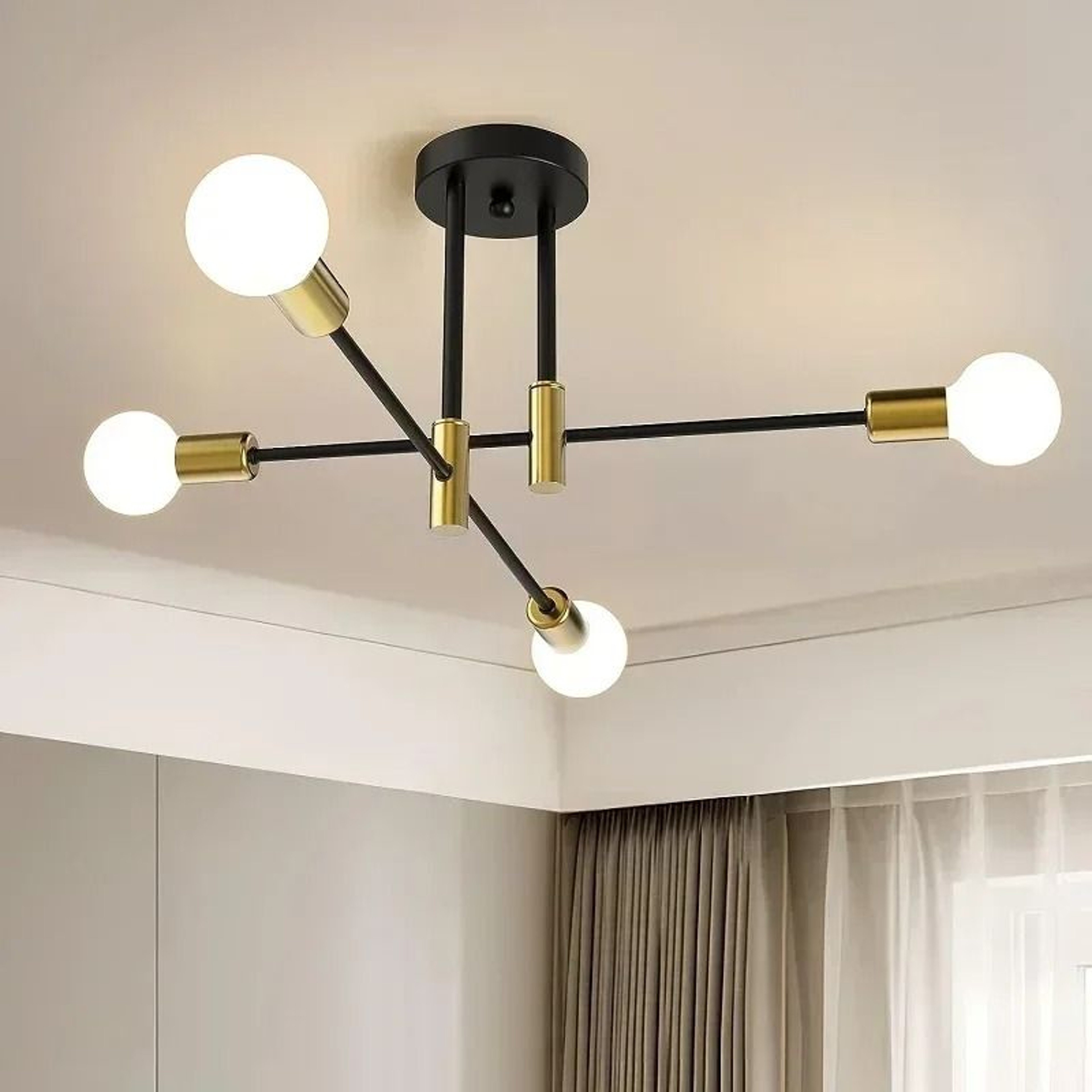 Modern Geometric LED Chandelier  Minimalist Flush Mount Ceiling Light For Living Room  Bedroom 7