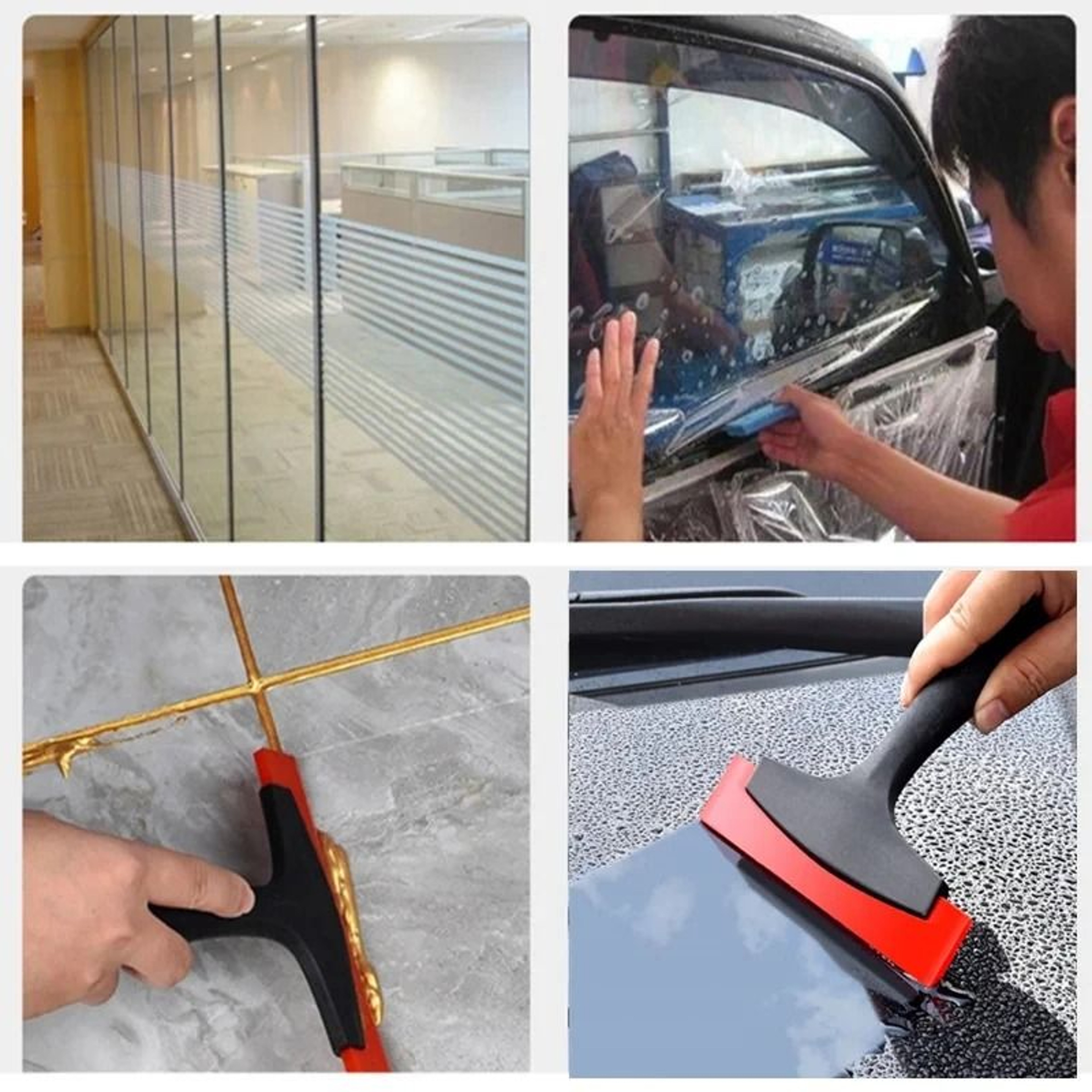 MultiPurpose Rubber Squeegee Grout Scraper  Tile Filling Window Snow  Car Film Removal Tool 5
