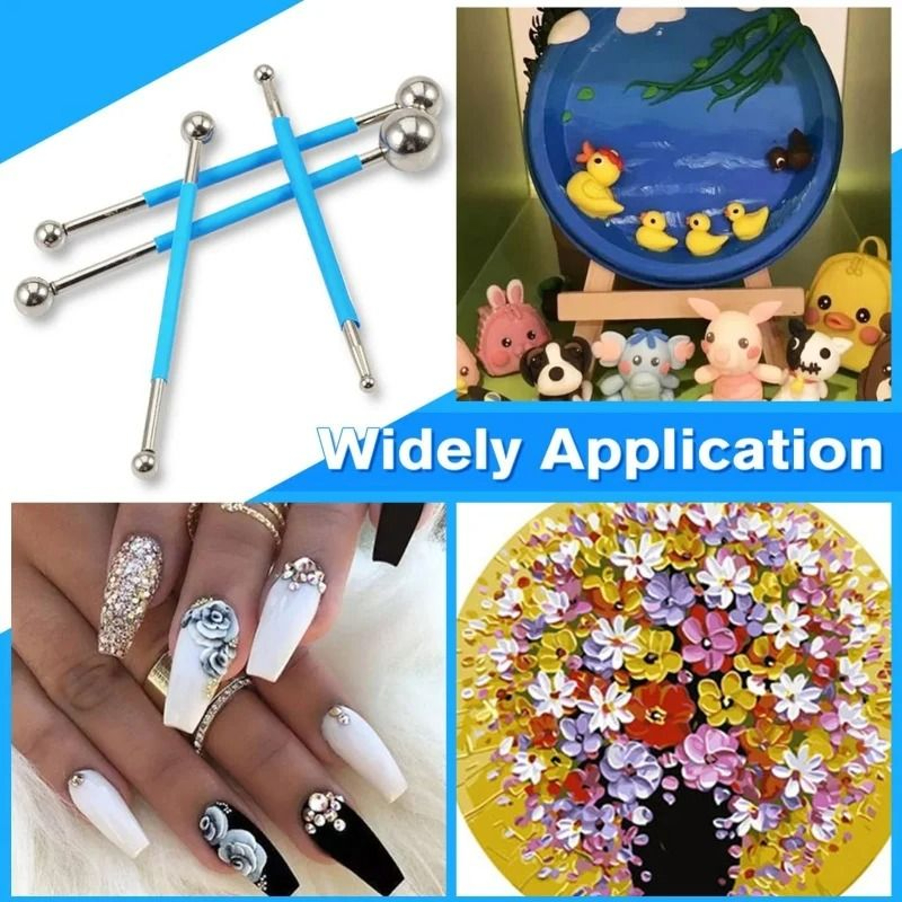 4Piece DoubleEnded Ball Stylus Dotting Tool Set  Stainless Steel Clay Sculpting  Tile Grout Pressur 2