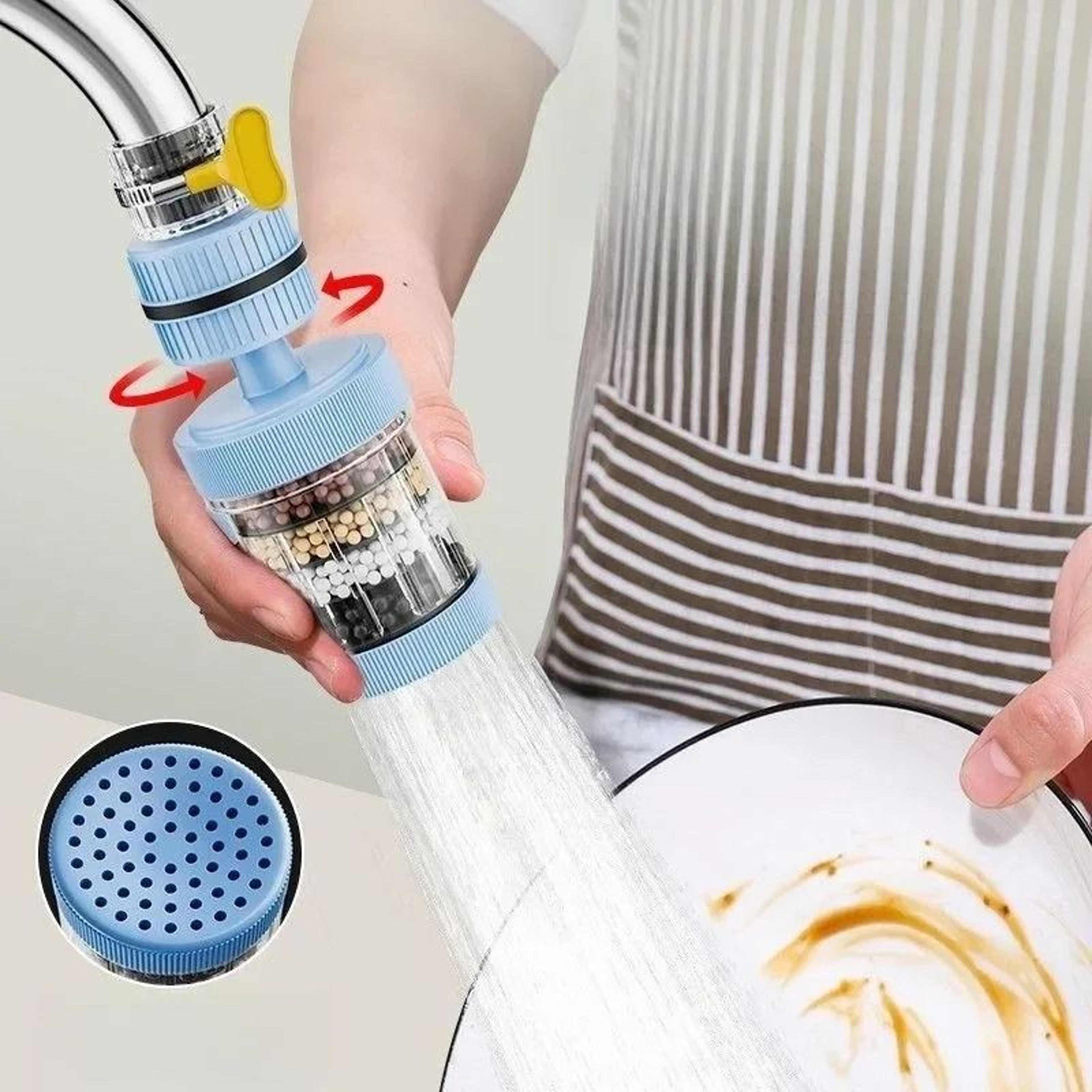 360 Rotating Faucet Water Filter  Mini Kitchen Tap Purifier With Activated Carbon Filtration 5