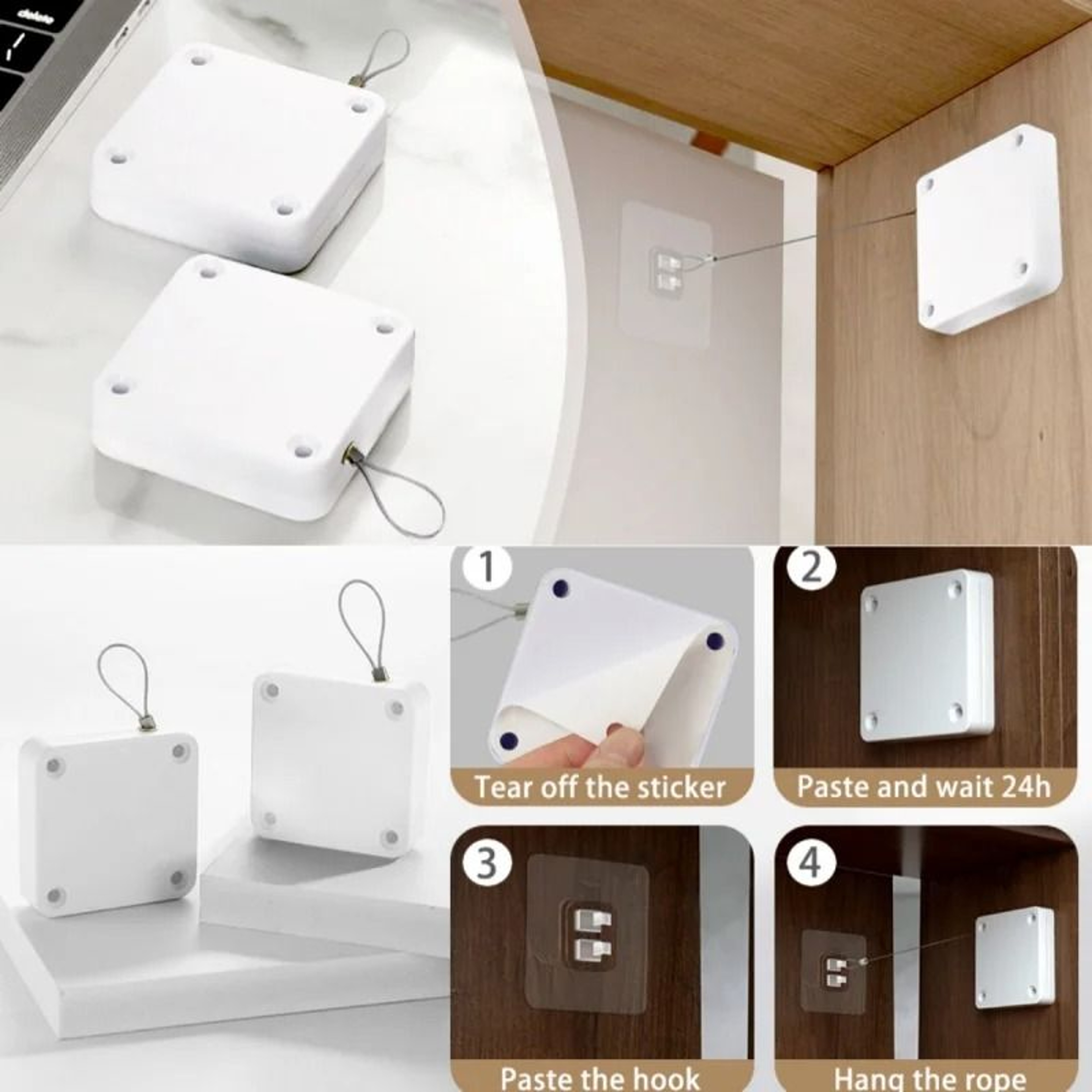 PunchFree Automatic Sensor Door Closer  Adjustable Steel Wire Cable SelfClosing Retractor 4
