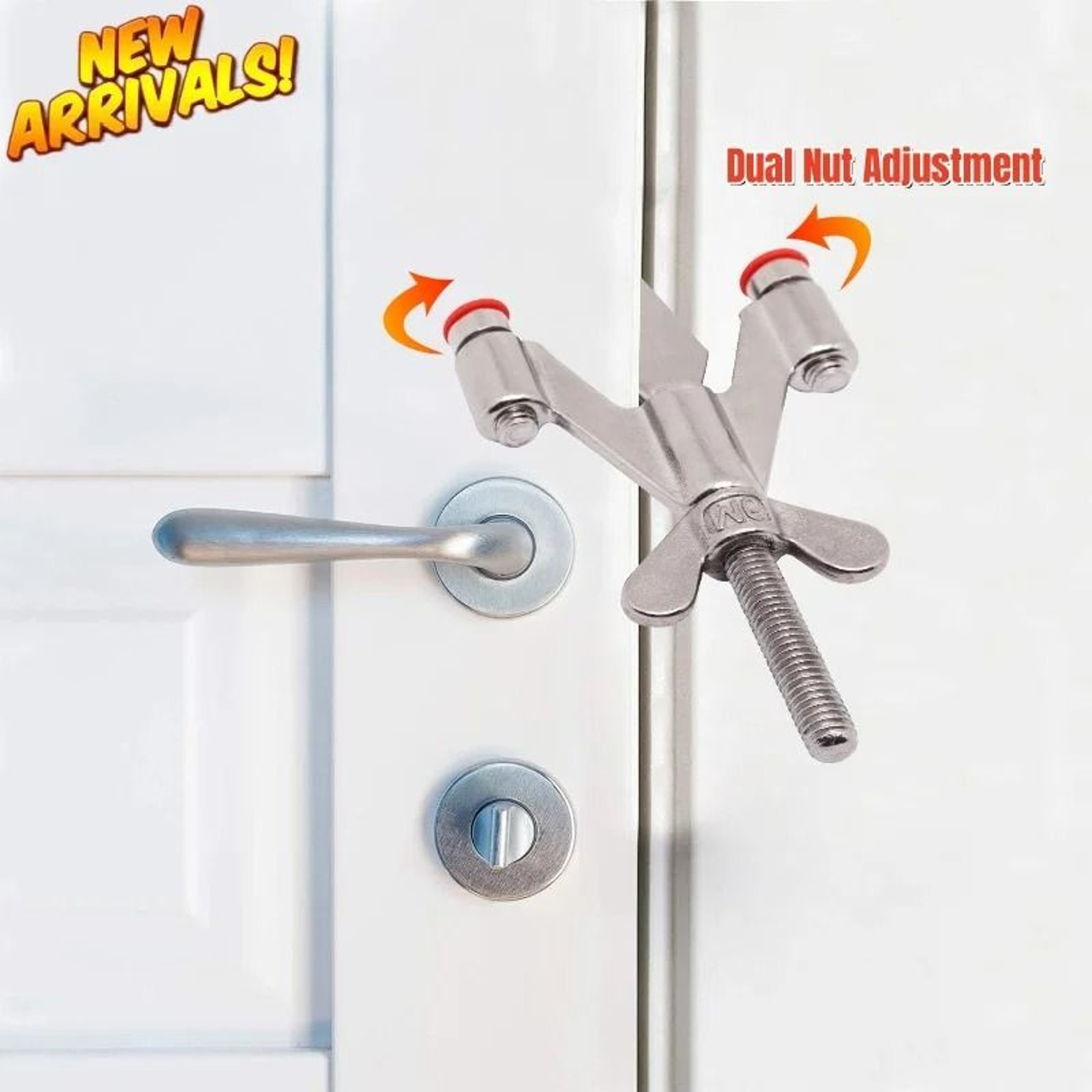 DualNut Adjustable Stainless Steel Portable Door Lock  AntiTheft Security Travel Stopper  Hotel Pri 0