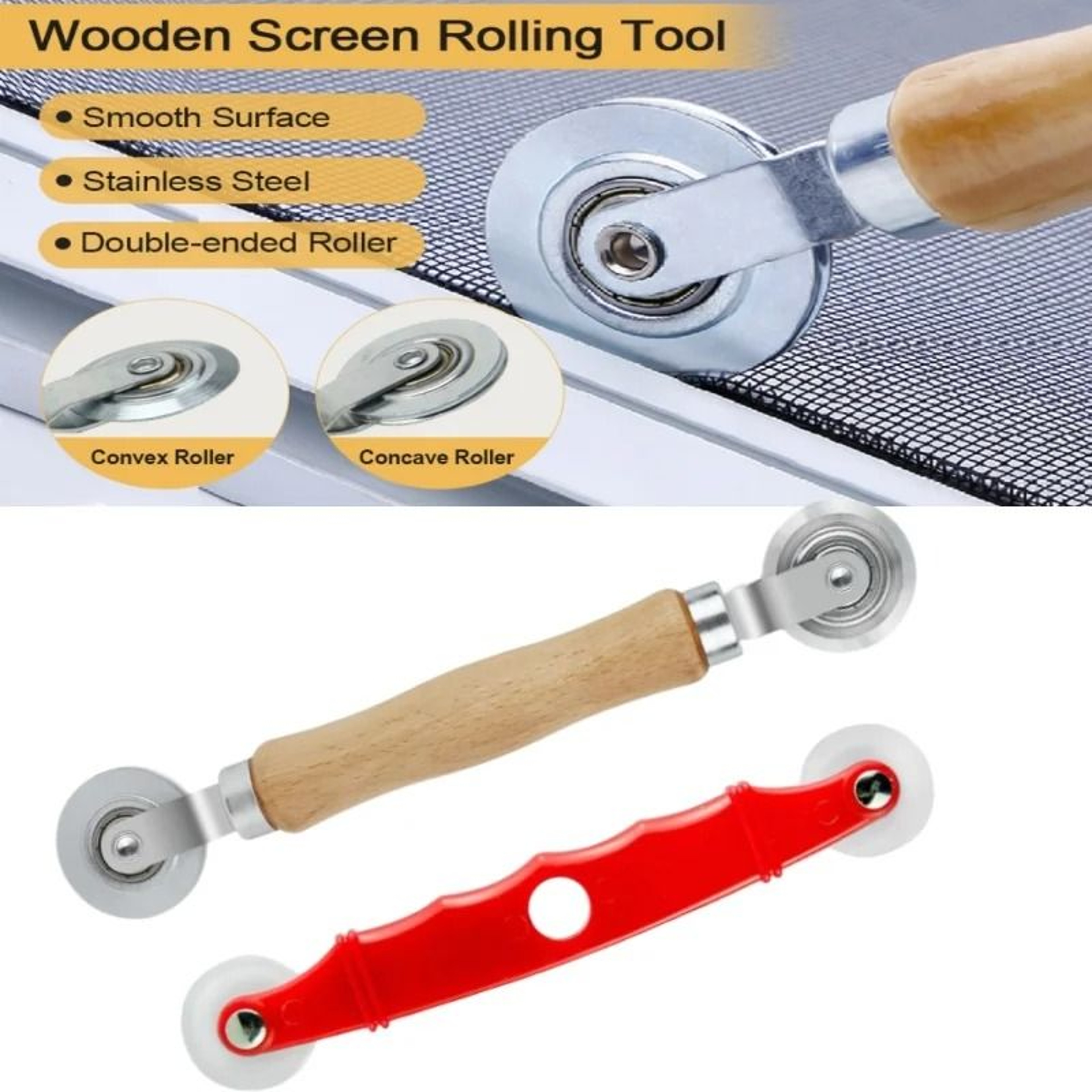 DualWheel Screen Rolling Tool  Convex  Concave Spline Roller With Steel Bearings For Window  Door R 0