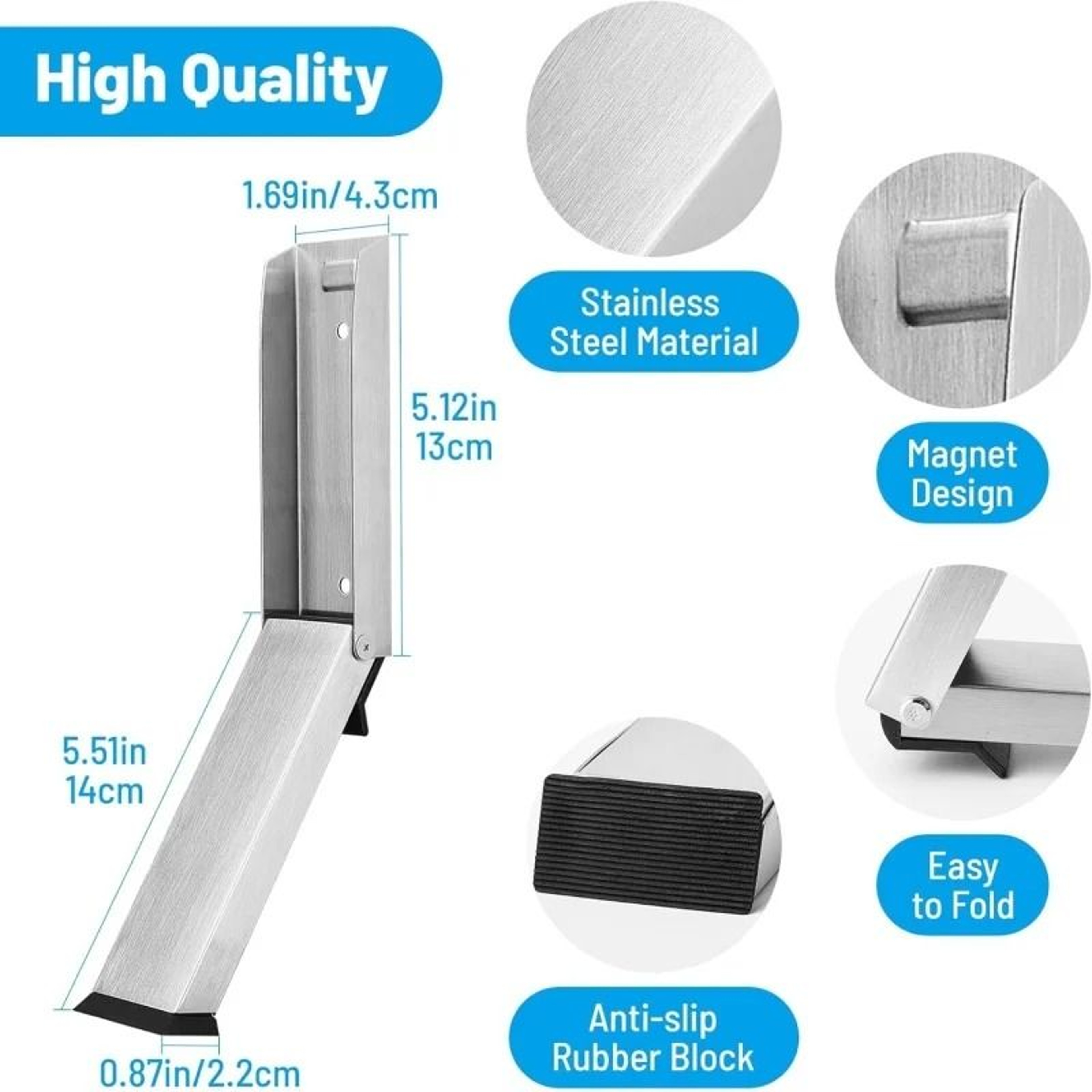 Stainless Steel Folding KickDown Door Stop  Windproof FlipUp Foot Lever Door Stopper With AntiWear  4