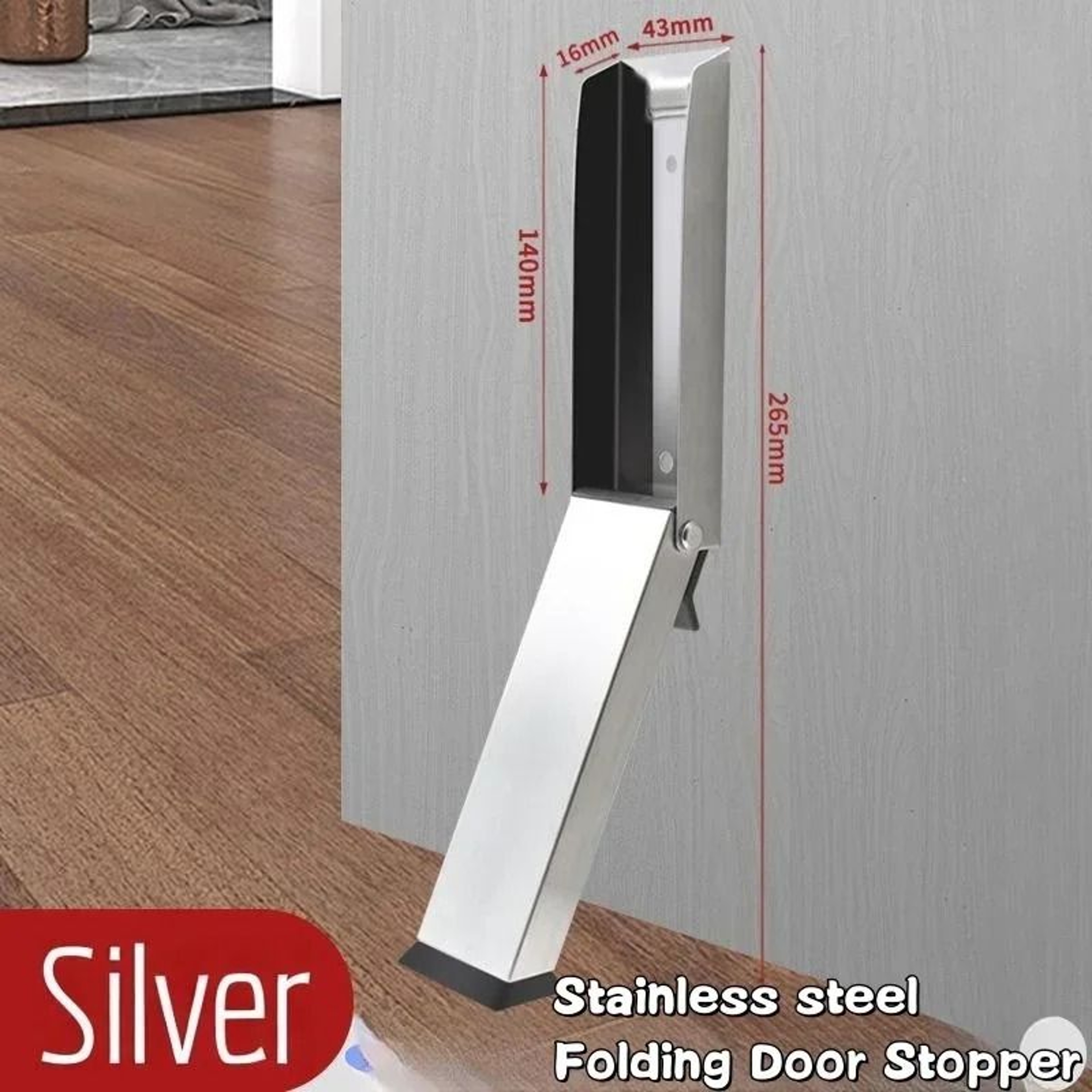 Stainless Steel Folding KickDown Door Stop  Windproof FlipUp Foot Lever Door Stopper With AntiWear  6
