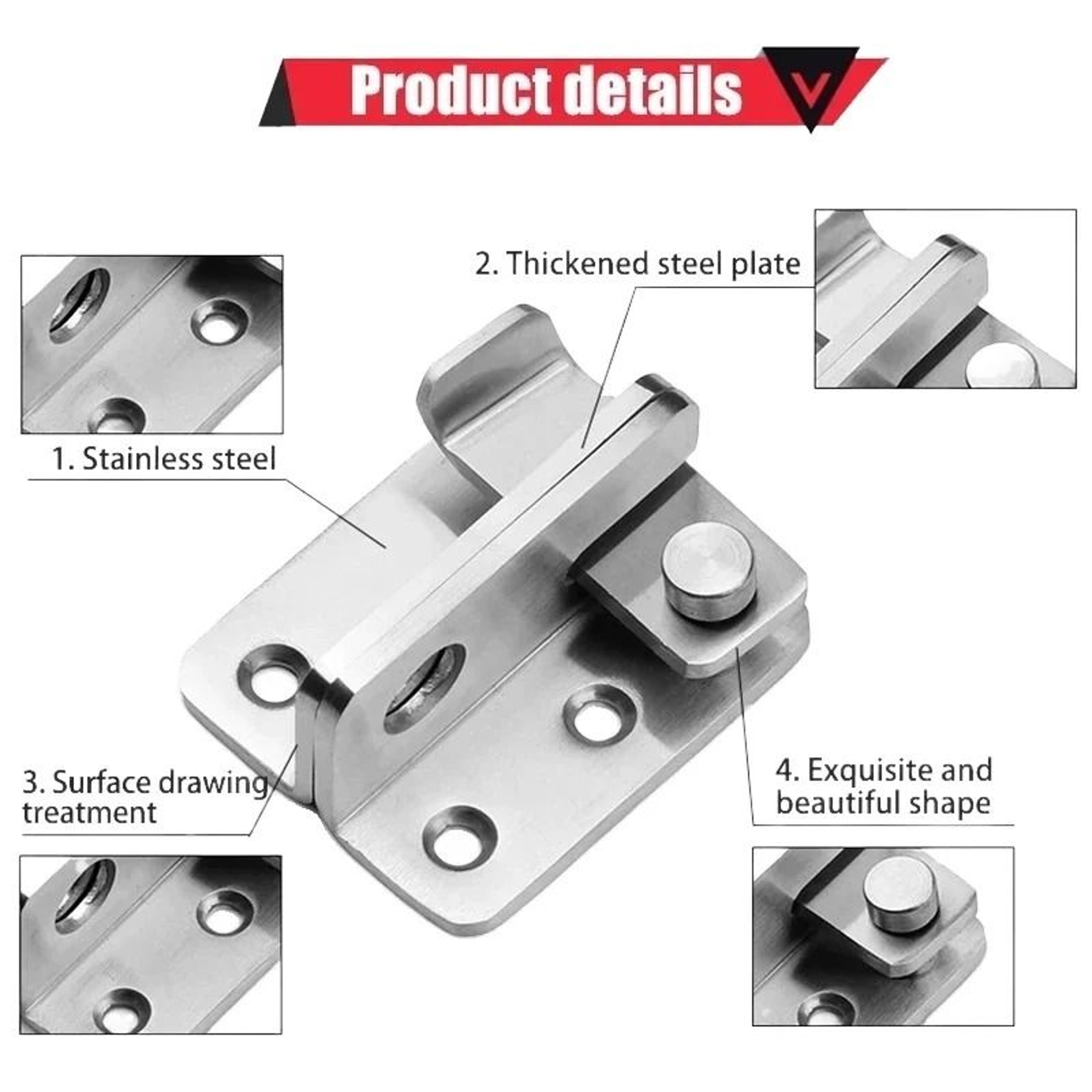 Stainless Steel Padlock Flip Latch  HeavyDuty Gate Slide Bolt Safety Catch For Barn Shed  Cabinet D 3