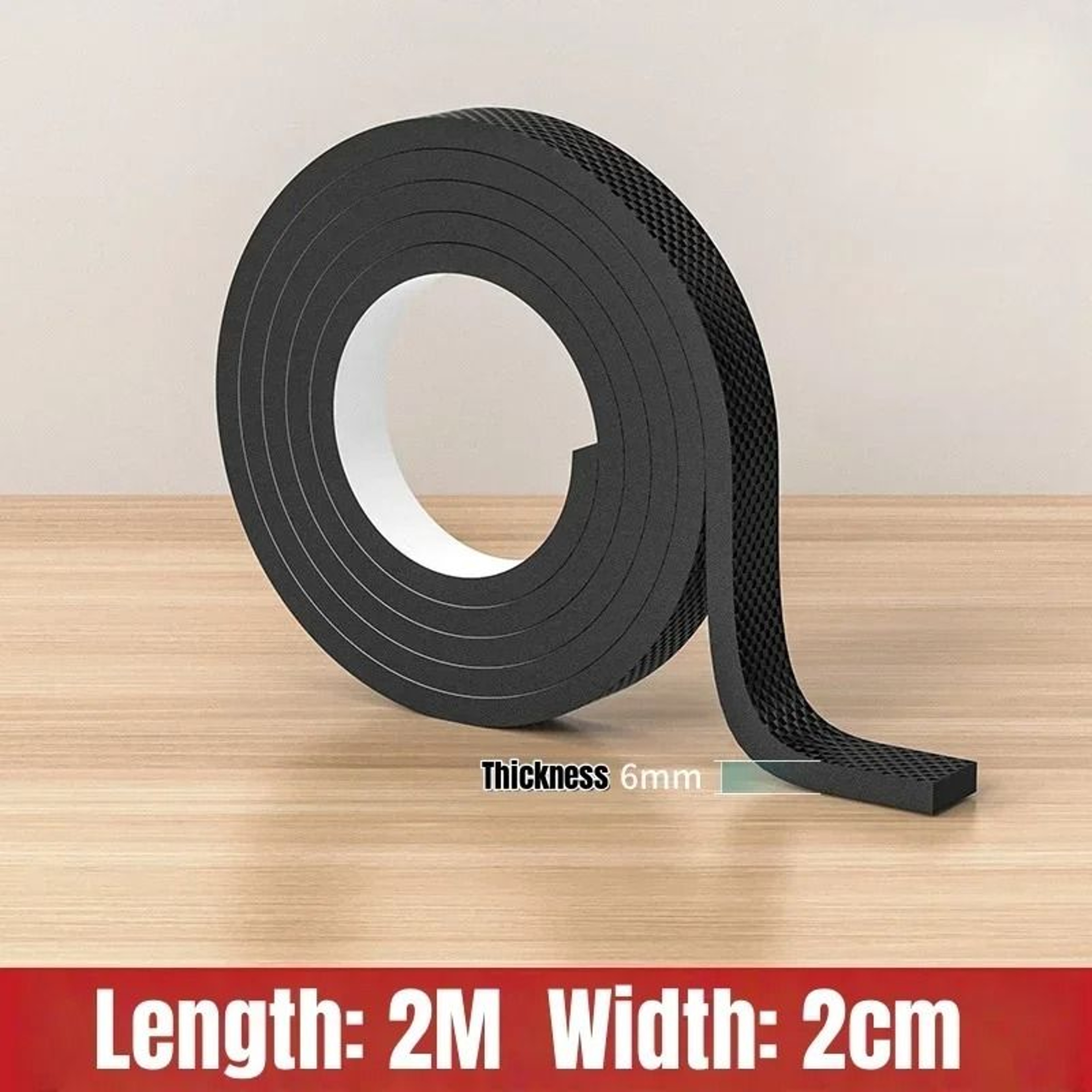2M Cuttable Roll SelfAdhesive NonSlip Furniture Pads  Extra Thick 6mm Rubber Floor Protector Tape 6