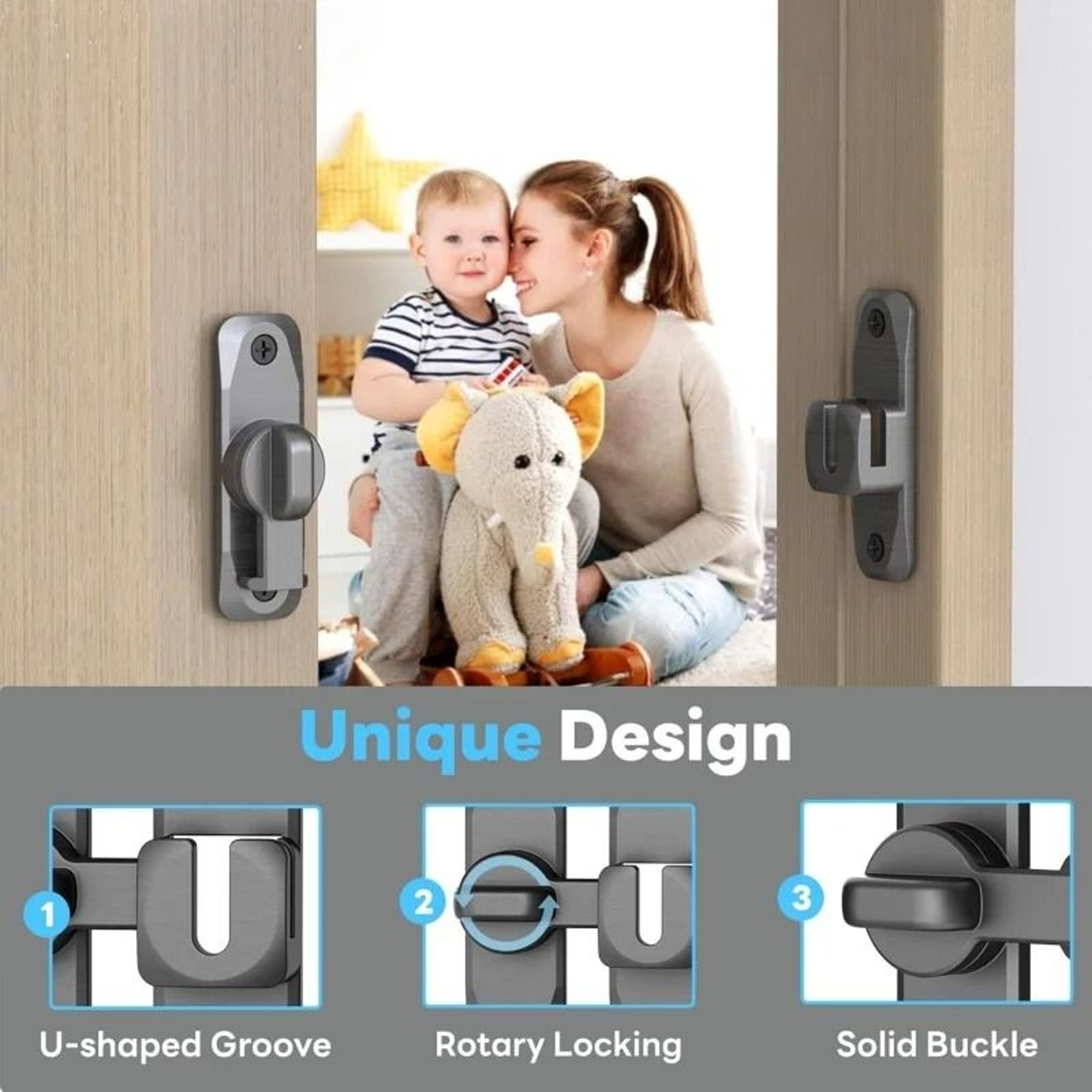 90180 Degree DualAngle Hasp Latch Lock  HeavyDuty AntiTheft Sliding Barn Door  Cabinet Bolt Latch 3