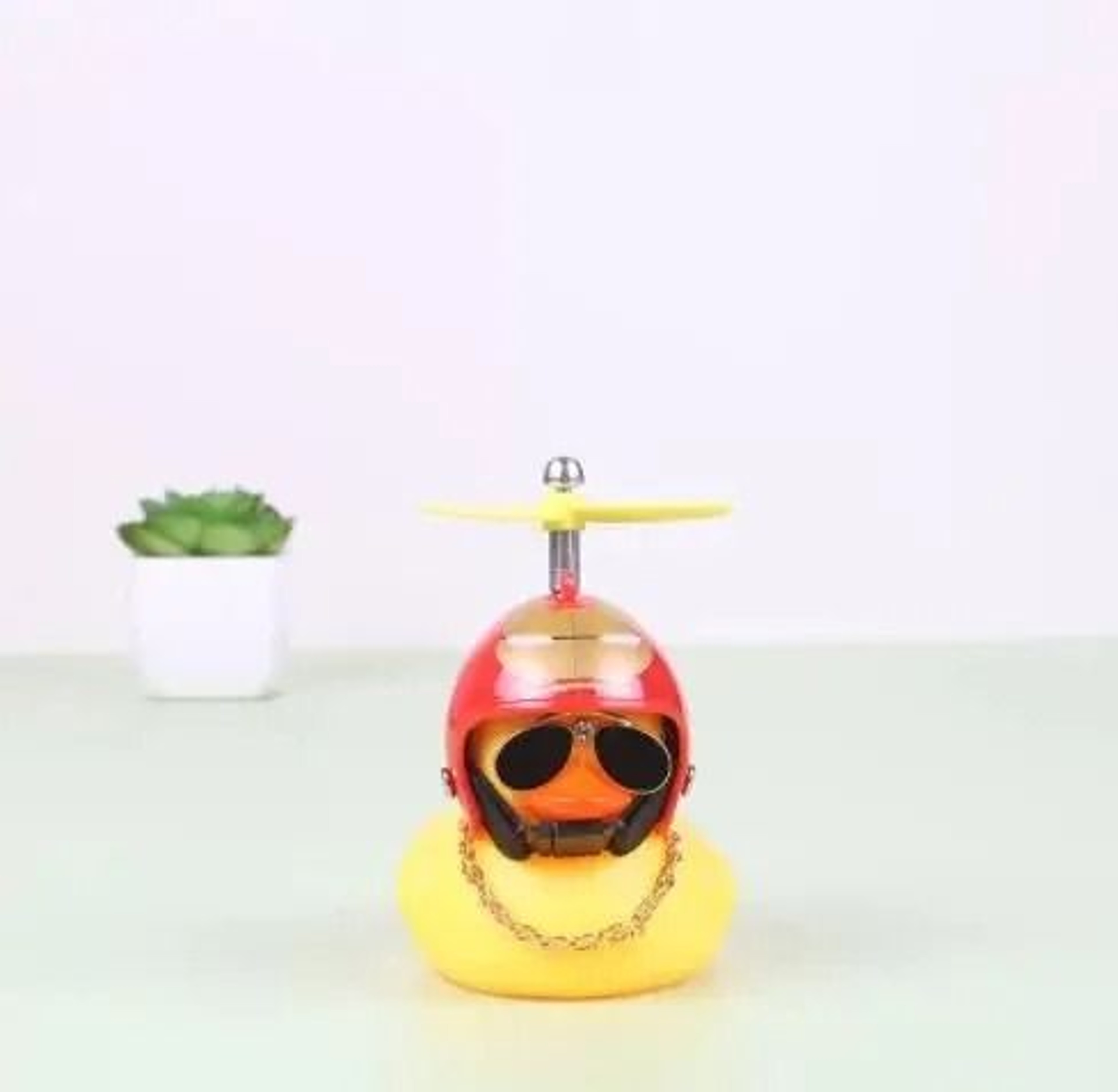 MultiStyle Cute Rubber Duck Car Dashboard Ornament  Yellow Duck With Propeller Helmet  Bike Gadget  16