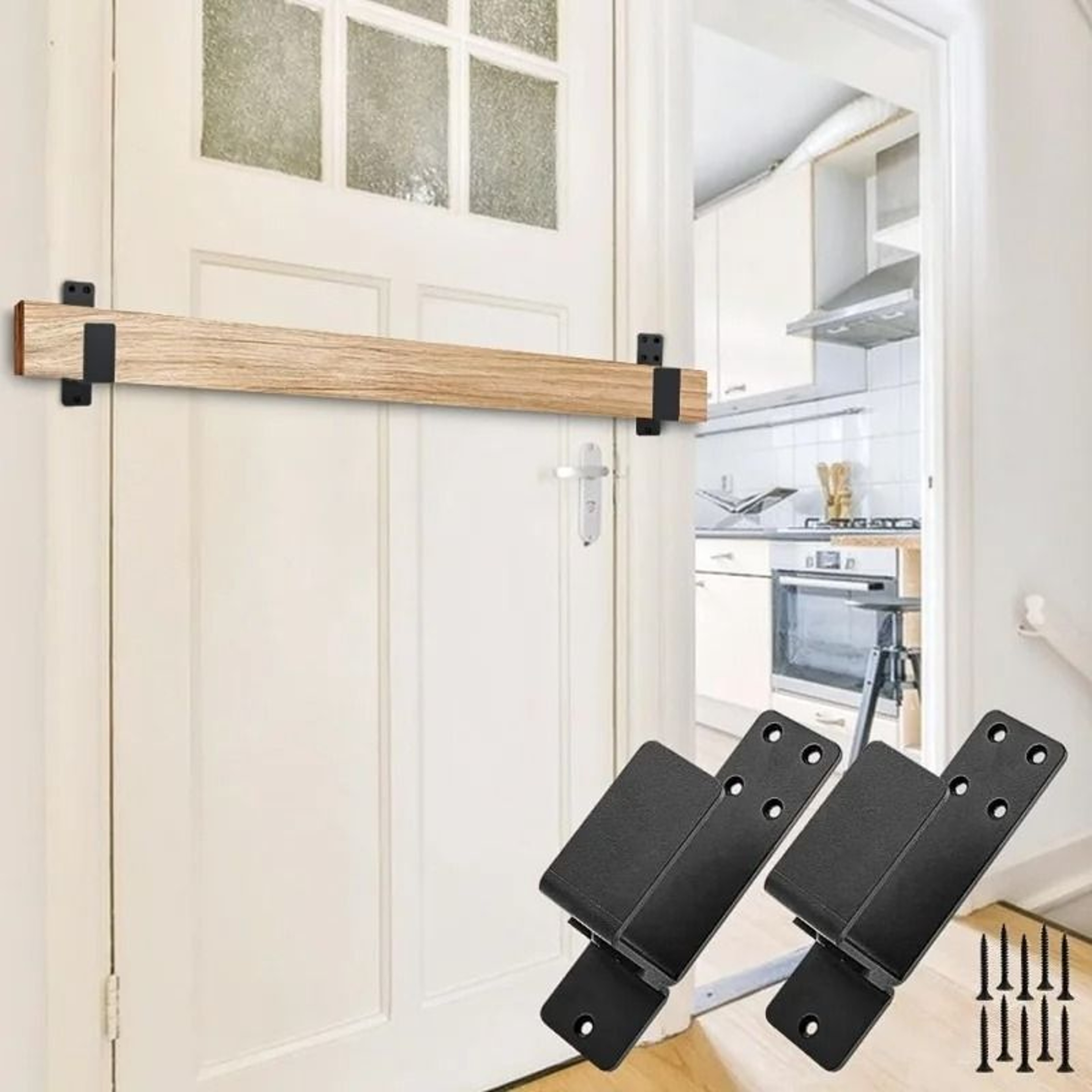 2Pack HeavyDuty Carbon Steel Door Barricade Brackets  DropOpen UBracket Bar Holder For 2x4 Lumber 1