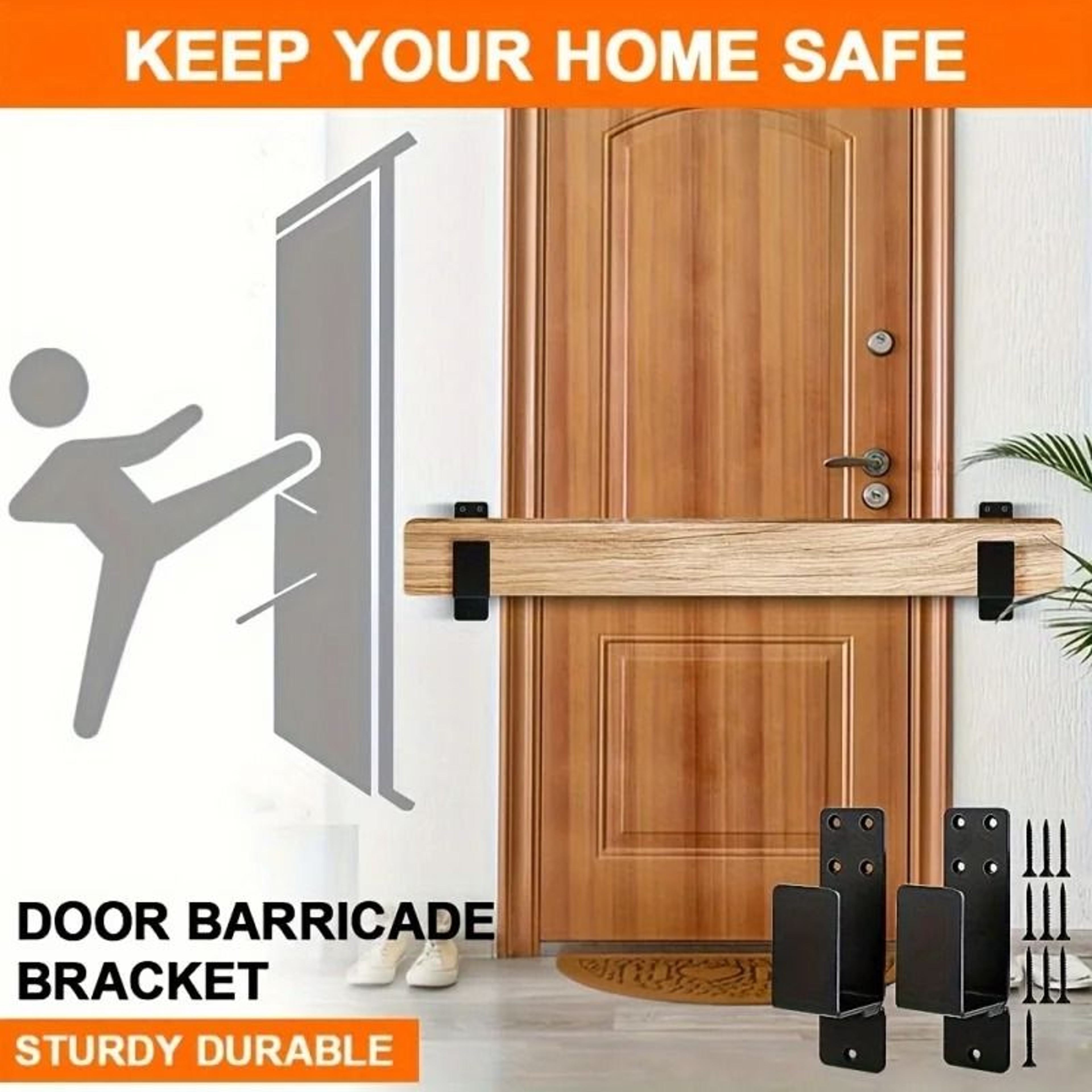 2Pack HeavyDuty Carbon Steel Door Barricade Brackets  DropOpen UBracket Bar Holder For 2x4 Lumber 2