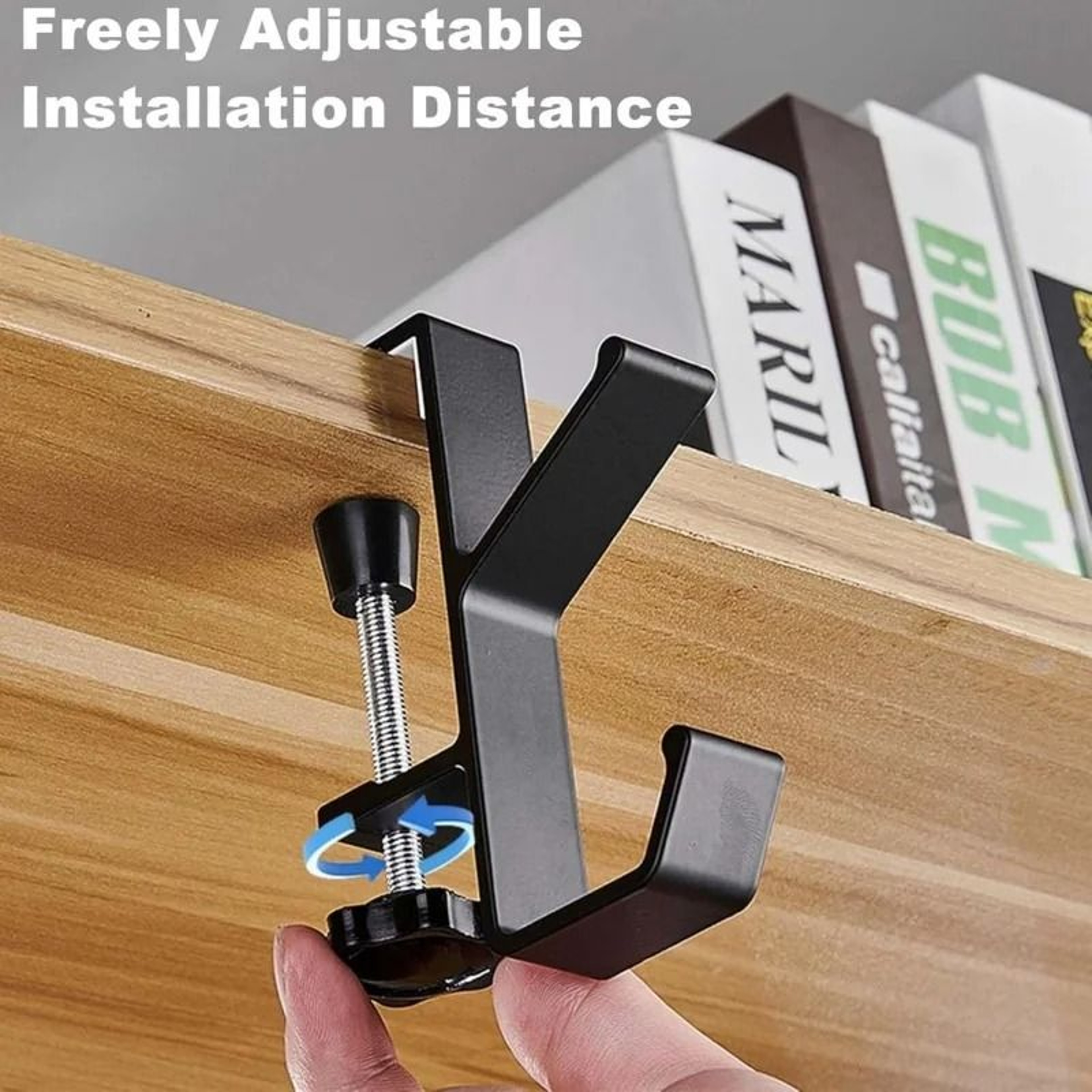 MultiFunctional Table Edge Double Hook  PunchFree Adjustable Desk Hanger For Backpacks  Bags 2