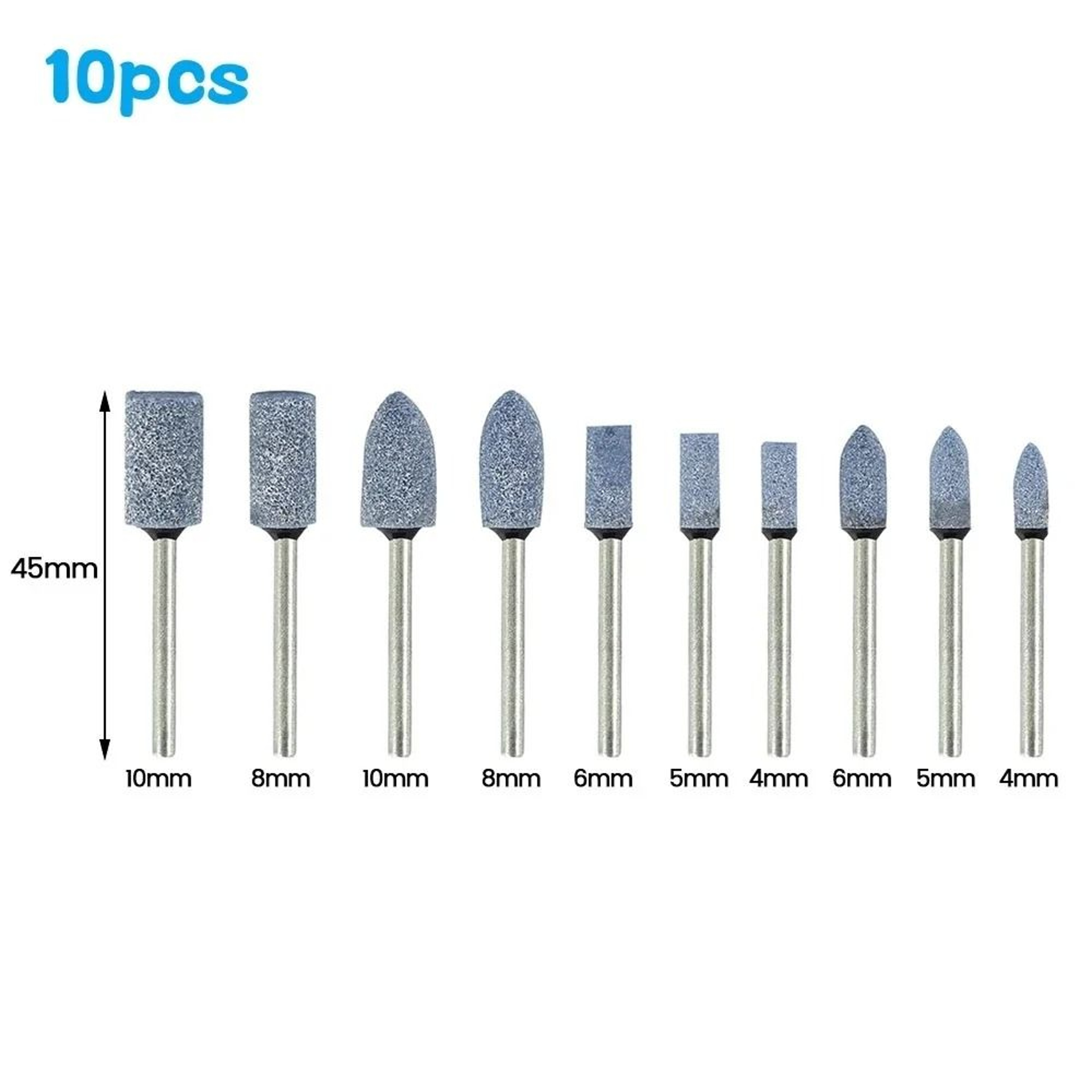 10Piece Abrasive Mounted Stone Polishing Set  3mm Shank Grinding Wheel Bits For Rotary Tools 7